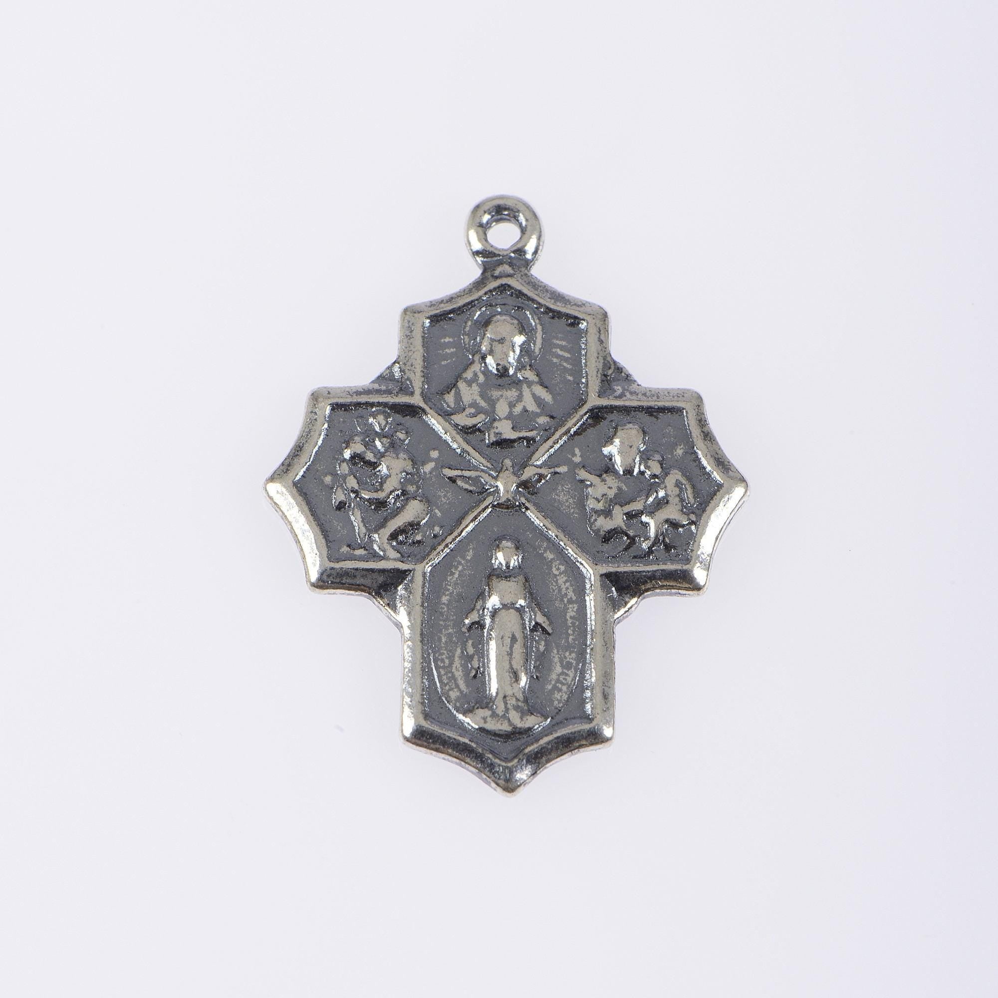925 Sterling Silver & 24K Gold Vermeil crucifix pendant, 4 Way Cross, Jewelry Supply, R56P-RV56P