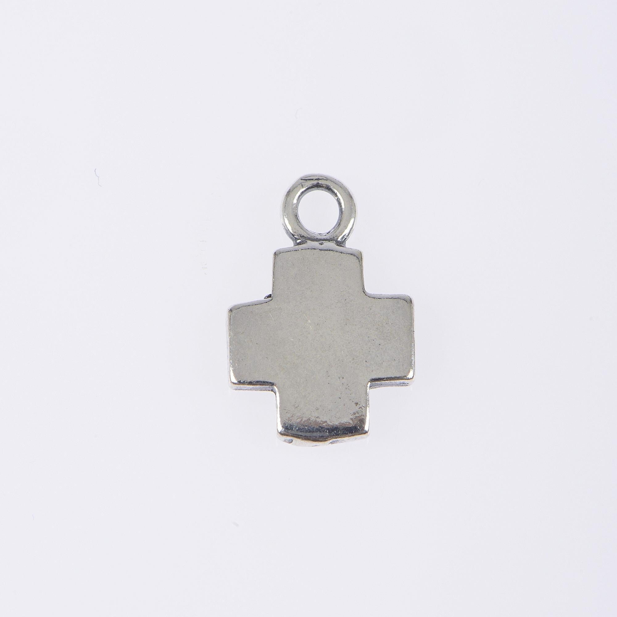 925 Sterling Silver & 24K Gold Vermeil Cross Pendant, Small and Plain Simple Square Cross, Jewelry Supply, R31-RV31