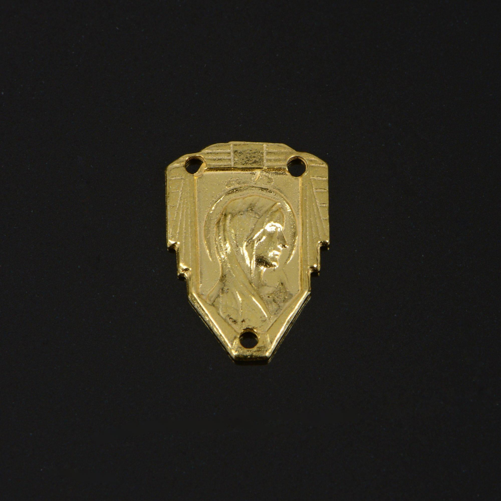 925 Sterling Silver &amp; 24K Gold Vermeil Our Lady of Lourdes Rosary Center, Jewelry Supply, R83-RV83