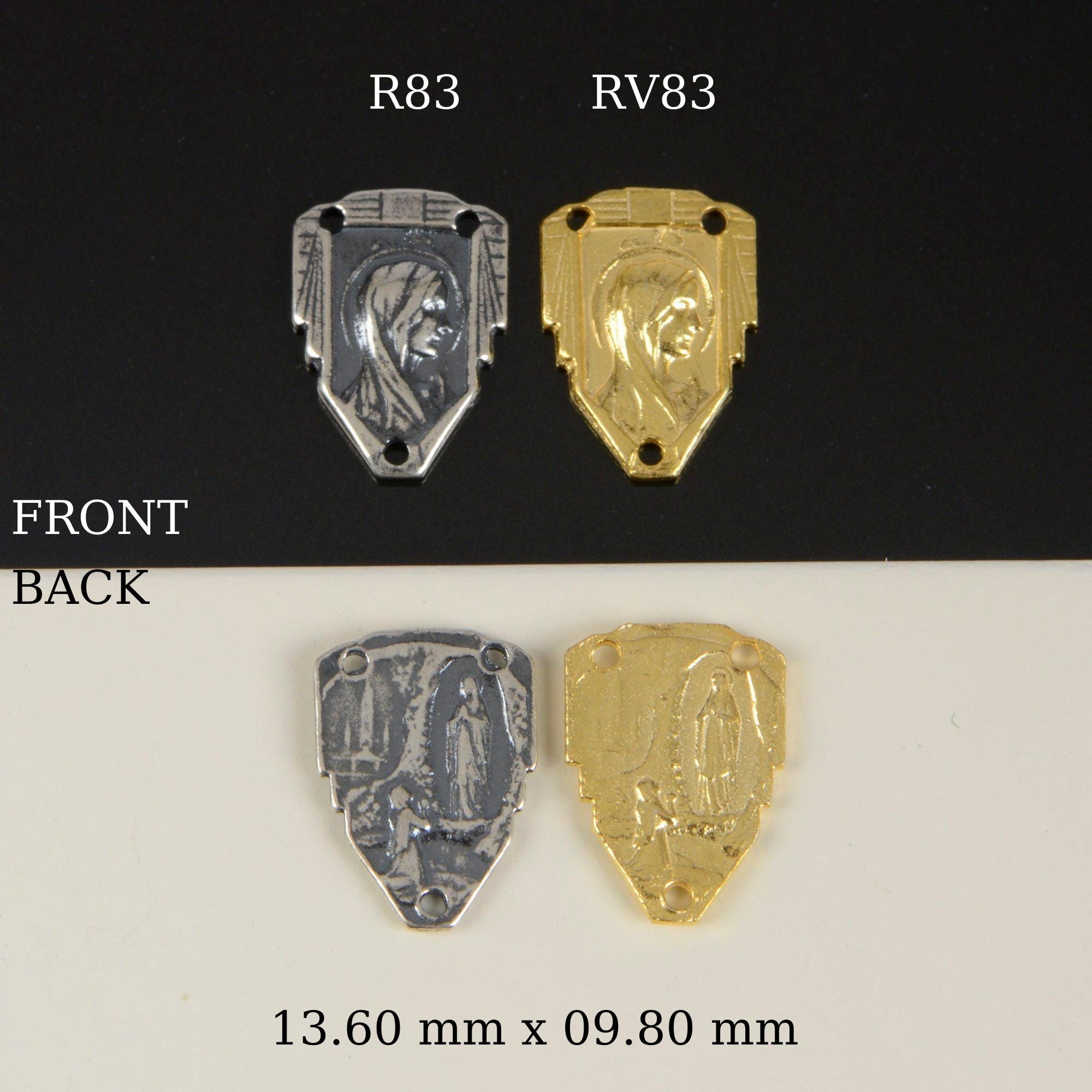 925 Sterling Silver &amp; 24K Gold Vermeil Our Lady of Lourdes Rosary Center, Jewelry Supply, R83-RV83