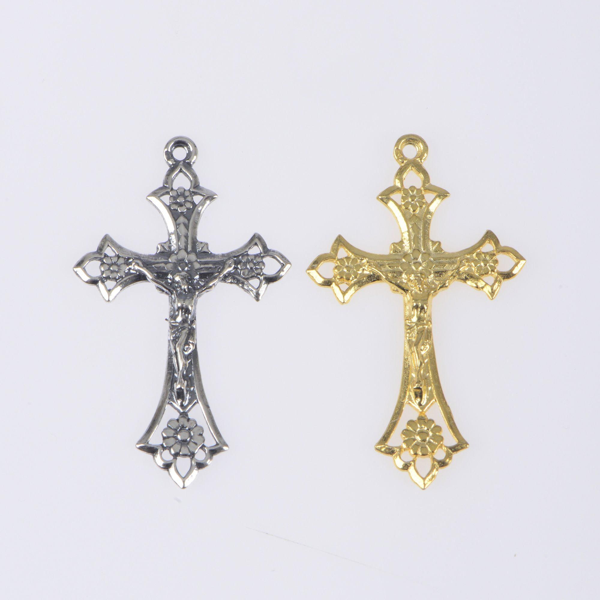 925 Sterling Silver &amp; 24K Gold Vermeil Open Work Pendant with Daisies, Jewelry Supply, R62P-RV62P