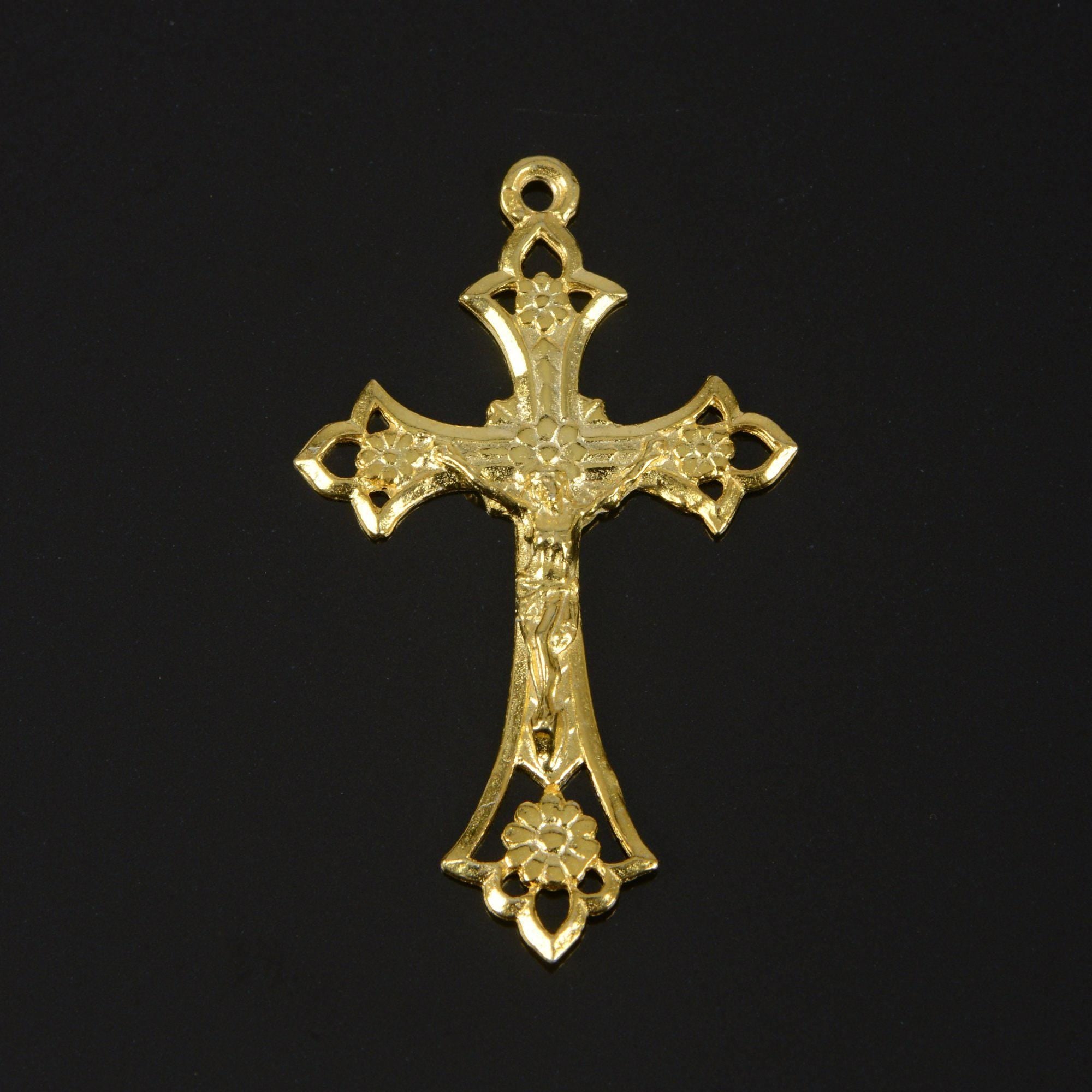 925 Sterling Silver &amp; 24K Gold Vermeil Open Work Pendant with Daisies, Jewelry Supply, R62P-RV62P