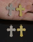 925 Sterling Silver & 24K Gold Vermeil Cross Pendant, Russian Greek Stayle Elaborate Pendant with Angels, Jewelry Supply, R43P-RV43P