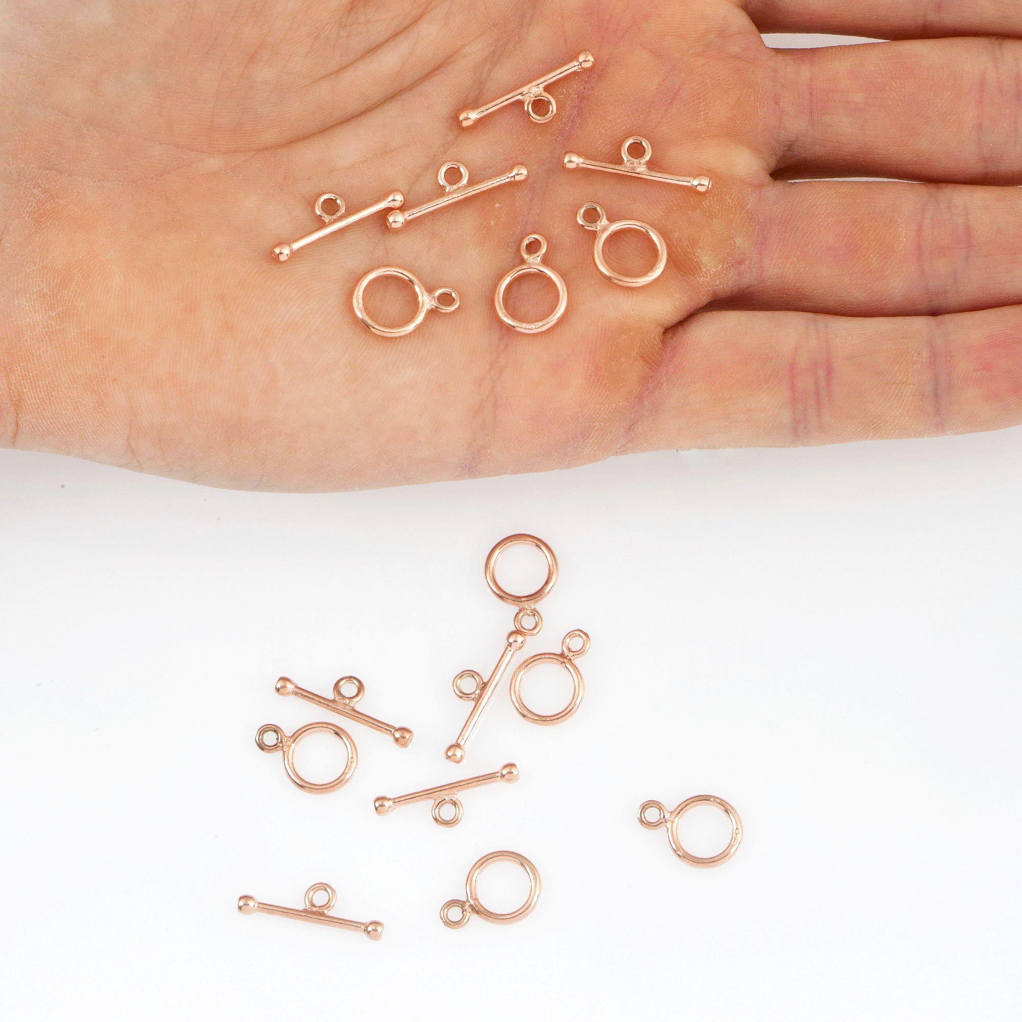 925 Sterling Silver Rose Gold Vermeil Toggle Clasps, Silver Plain Toggle Clasp Set, Jewelry Supplies, Jewelry Findings, RGM59A-E
