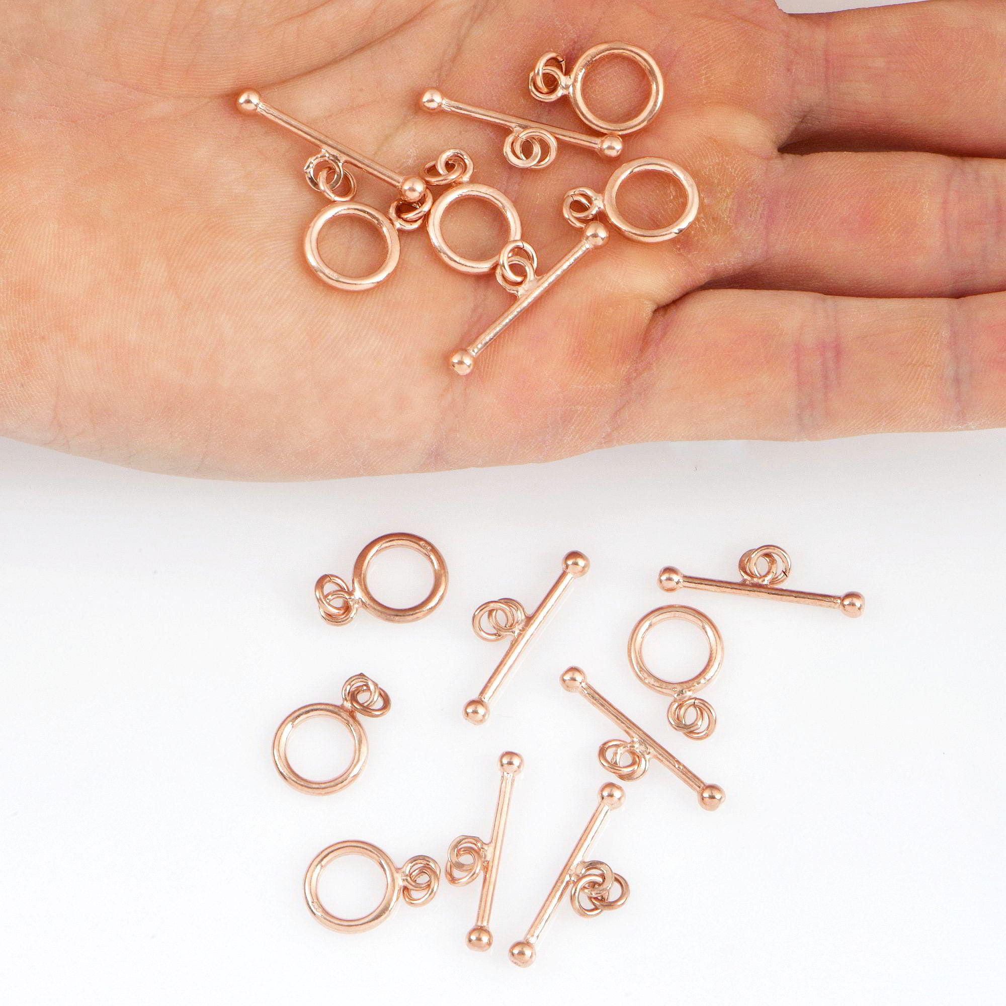 925 Sterling Silver Rose Gold Vermeil Toggle Clasps, Silver Plain Toggle Clasp Set, Jewelry Supplies, Jewelry Findings, RGM59A-E