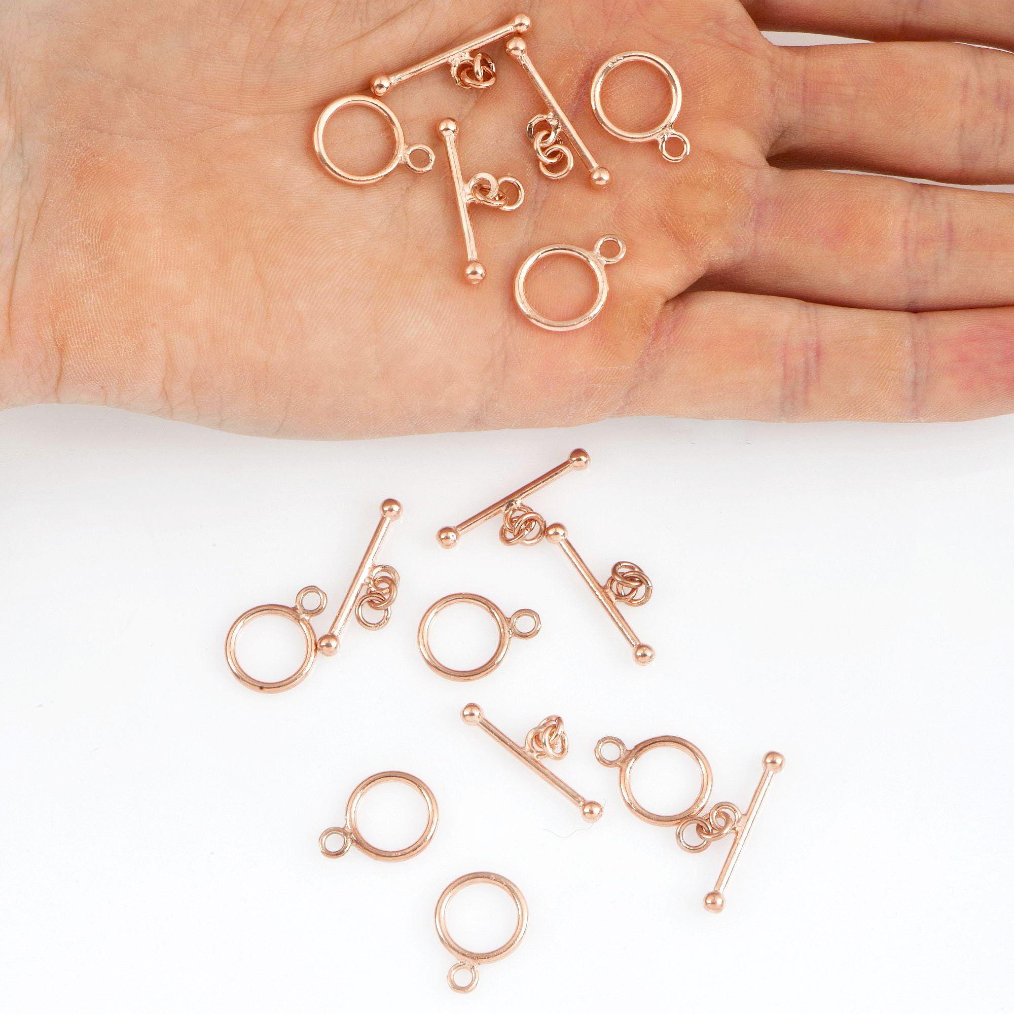 925 Sterling Silver Rose Gold Vermeil Toggle Clasps, Silver Plain Toggle Clasp Set, Jewelry Supplies, Jewelry Findings, RGM59A-E
