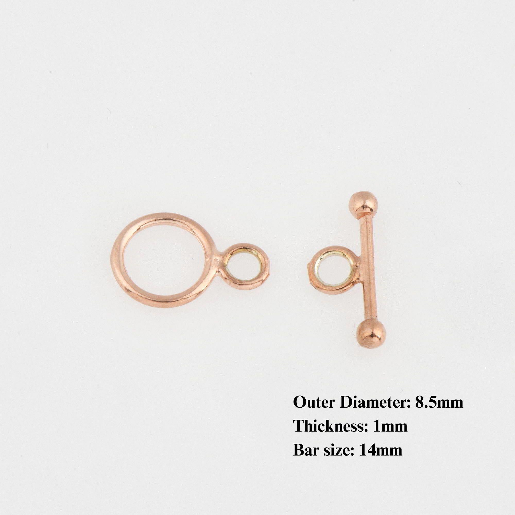 925 Sterling Silver Rose Gold Vermeil Toggle Clasps, Silver Plain Toggle Clasp Set, Jewelry Supplies, Jewelry Findings, RGM59A