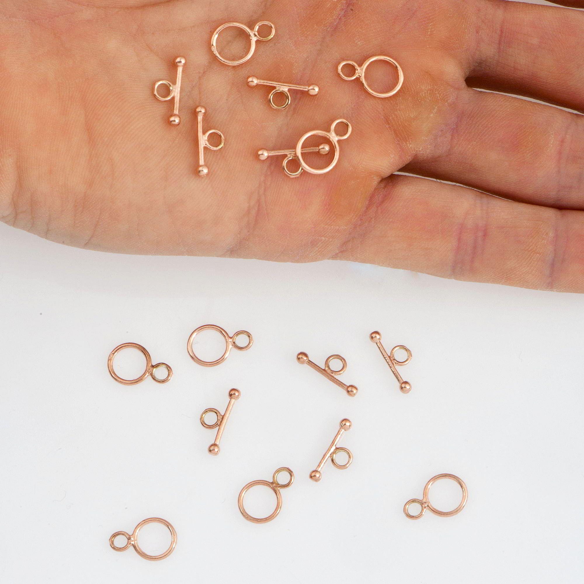 925 Sterling Silver Rose Gold Vermeil Toggle Clasps, Silver Plain Toggle Clasp Set, Jewelry Supplies, Jewelry Findings, RGM59A