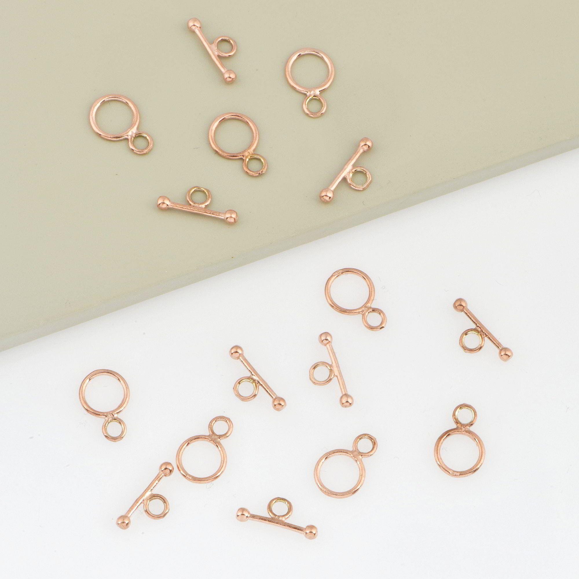 925 Sterling Silver Rose Gold Vermeil Toggle Clasps, Silver Plain Toggle Clasp Set, Jewelry Supplies, Jewelry Findings, RGM59A