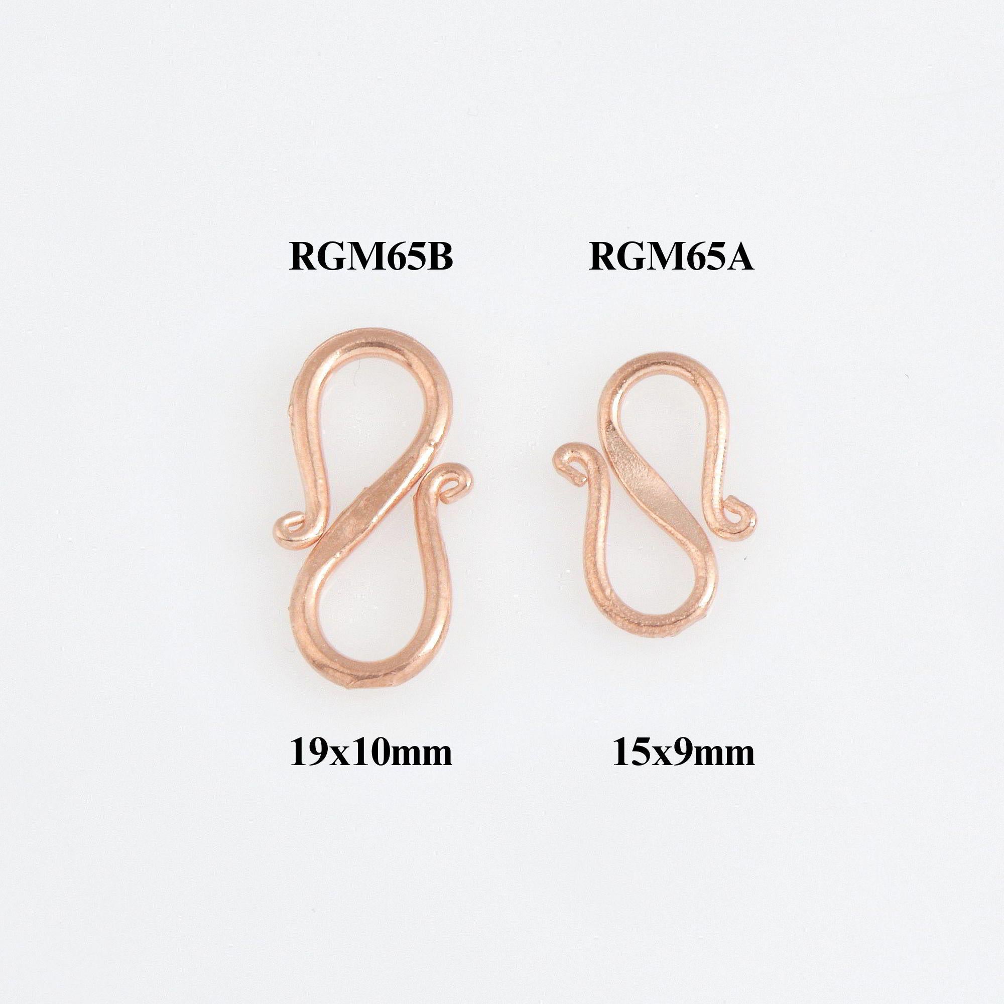 925 Sterling Silver Rose Gold S Clasps, Hook Clasps, Antique Solid Silver Connectors, Jewelry Making Supplies, Jewelry Findings, RGM65A-B