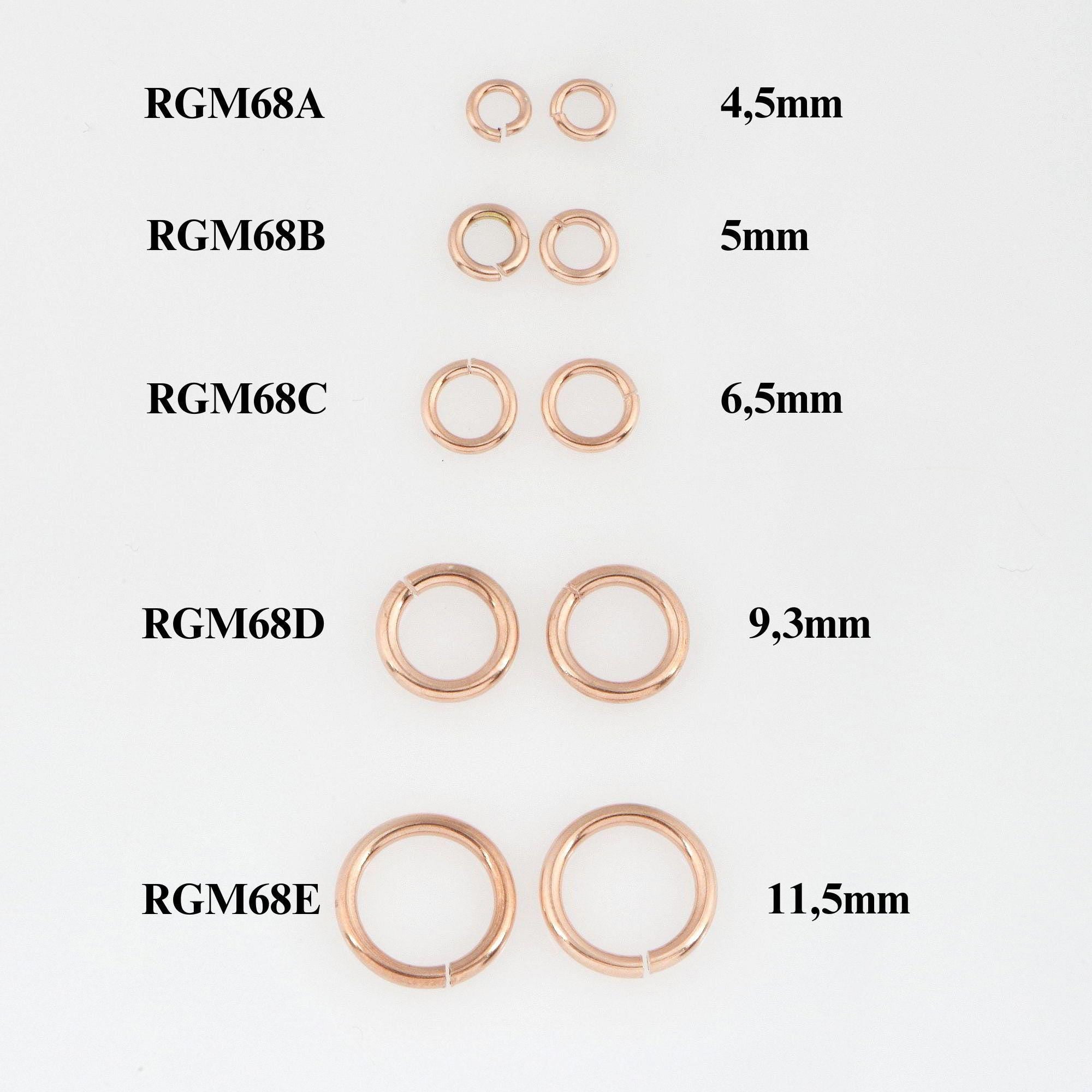 925 Sterling Silver Rose Gold High Quality Open Jump Rings, Solid Sterling Silver thick Open Rings, Jewelry Supplies, Findings, RGM68A-E