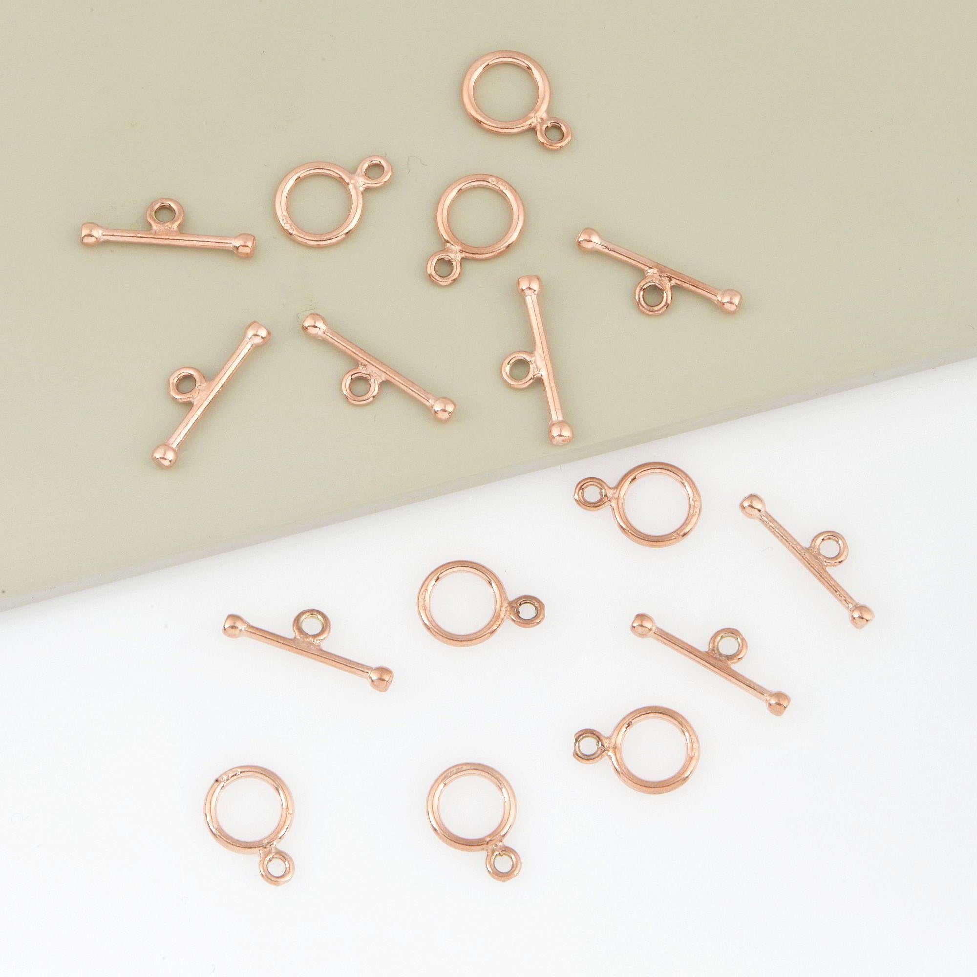 925 Sterling Silver Rose Gold Toggle Clasps, Silver Toggle Clasp, Plain Toggle Clasp Set, Jewelry Making Supplies, Jewelry Findings, RGM59B