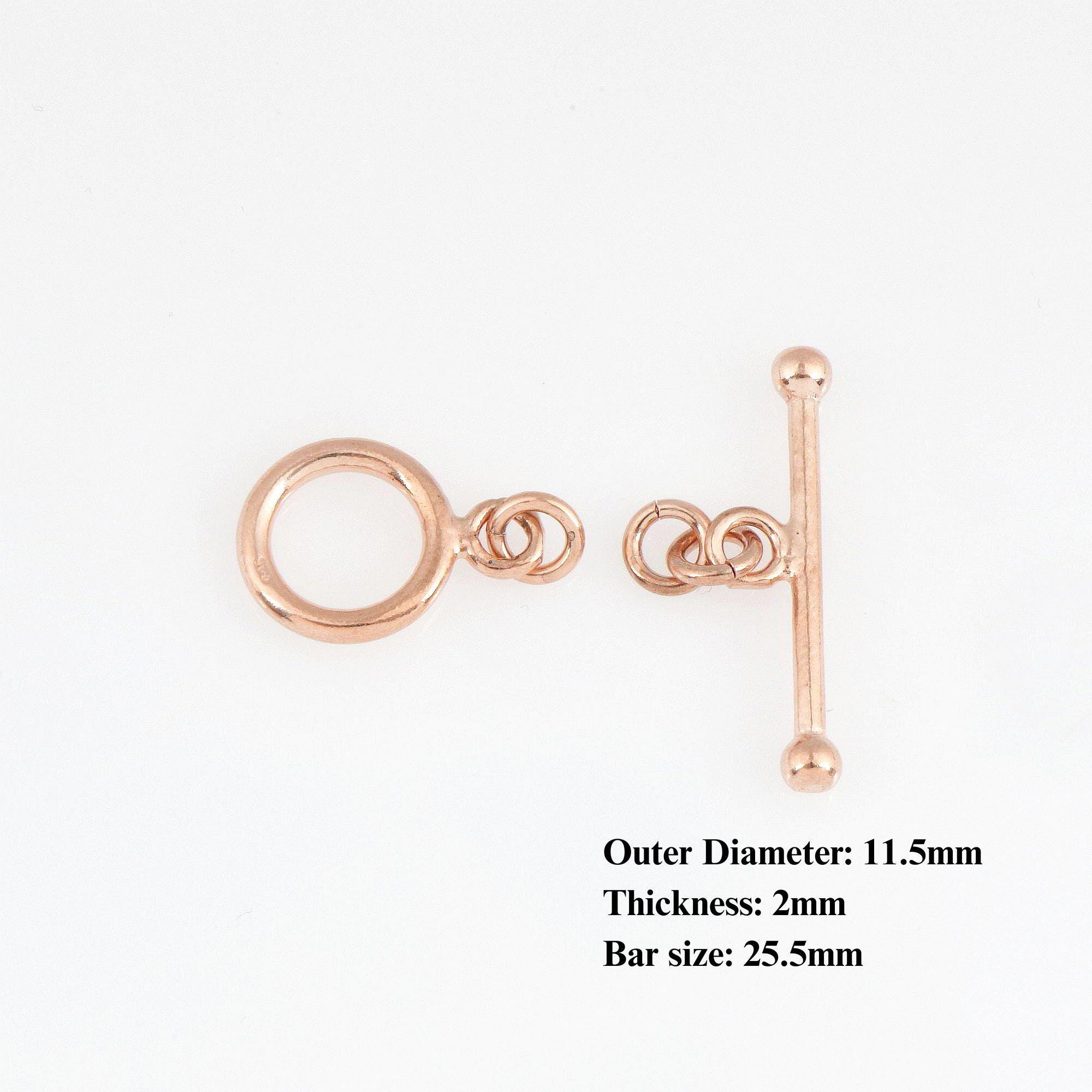 925 Sterling Silver Rose Gold Toggle Clasps, Silver Toggle Clasp, Plain Toggle Clasp Set, Jewelry Making Supplies, Jewelry Findings, RGM59C