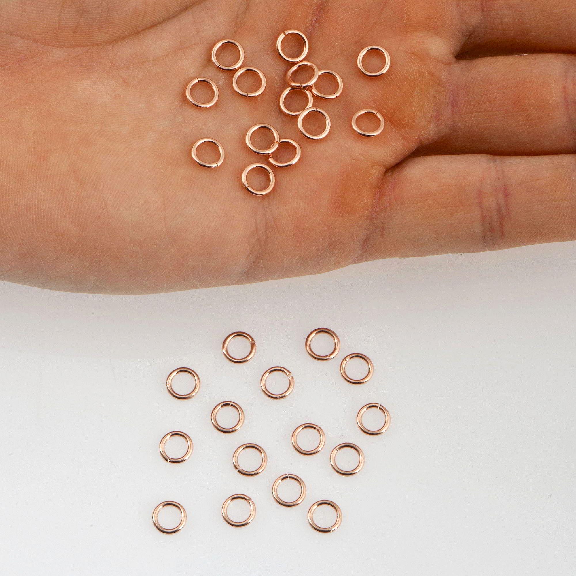 925 Sterling Silver Rose Gold Dia 6.5mm & Ga.18 Open Jump Rings, tough, 8 pces, Jewelry Supplies, Findings, RGM68C