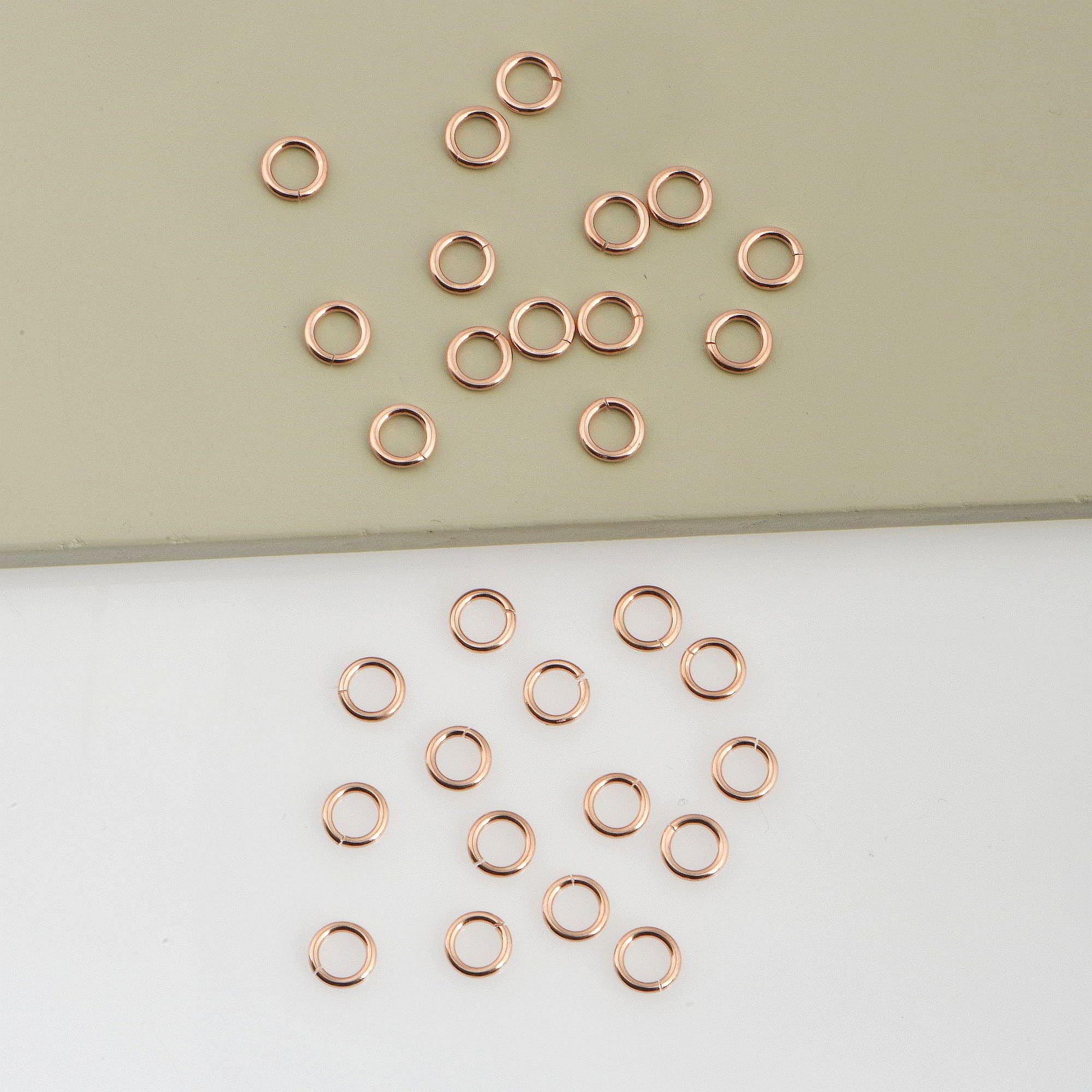 925 Sterling Silver Rose Gold Dia 6.5mm & Ga.18 Open Jump Rings, tough, 8 pces, Jewelry Supplies, Findings, RGM68C