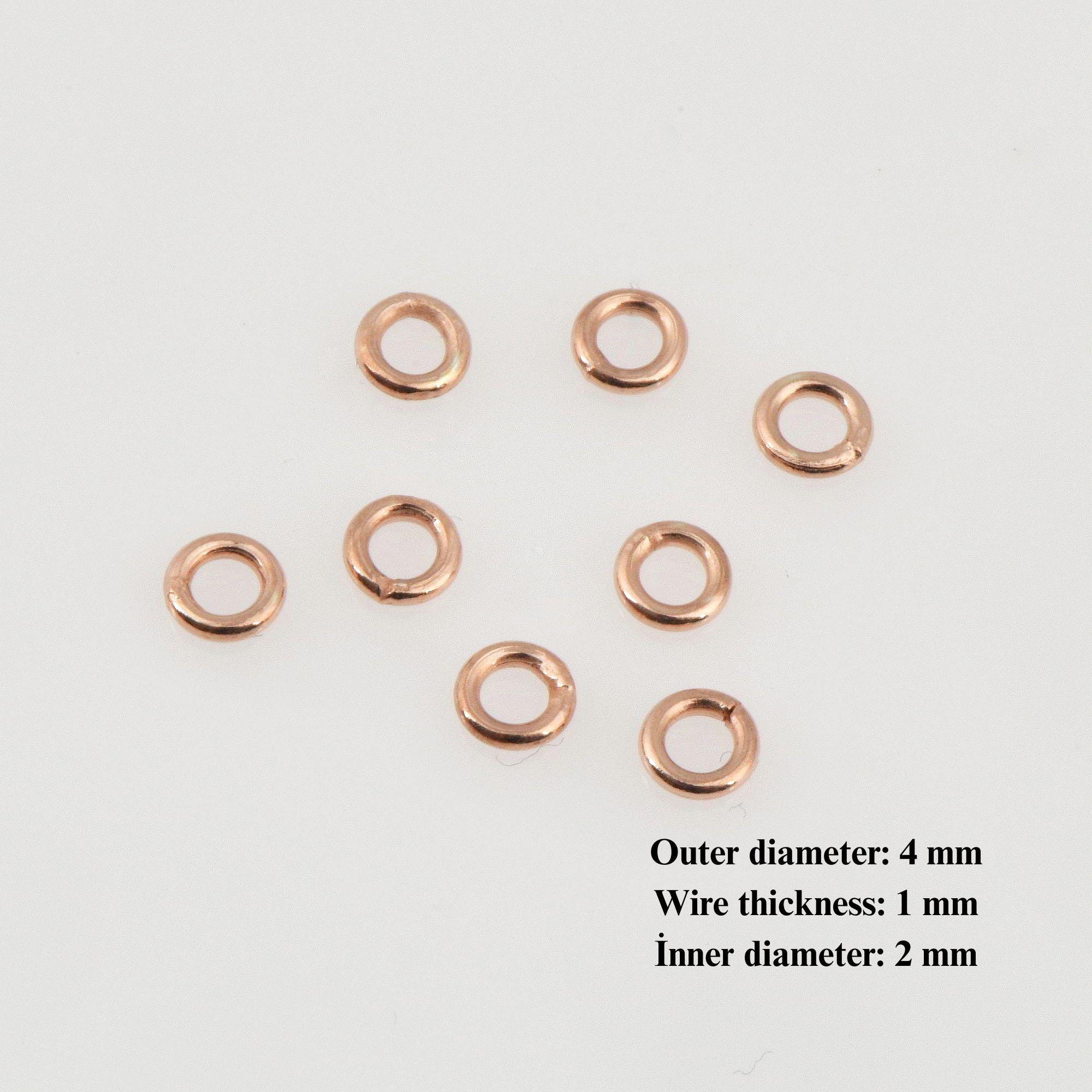 Dia 4mm & Ga.2 925 Sterling Silver Rose Gold CLOSED Jump Rings, tough, Silver Hollow Rings, Jewelry Supplies, Findings, RGM103A