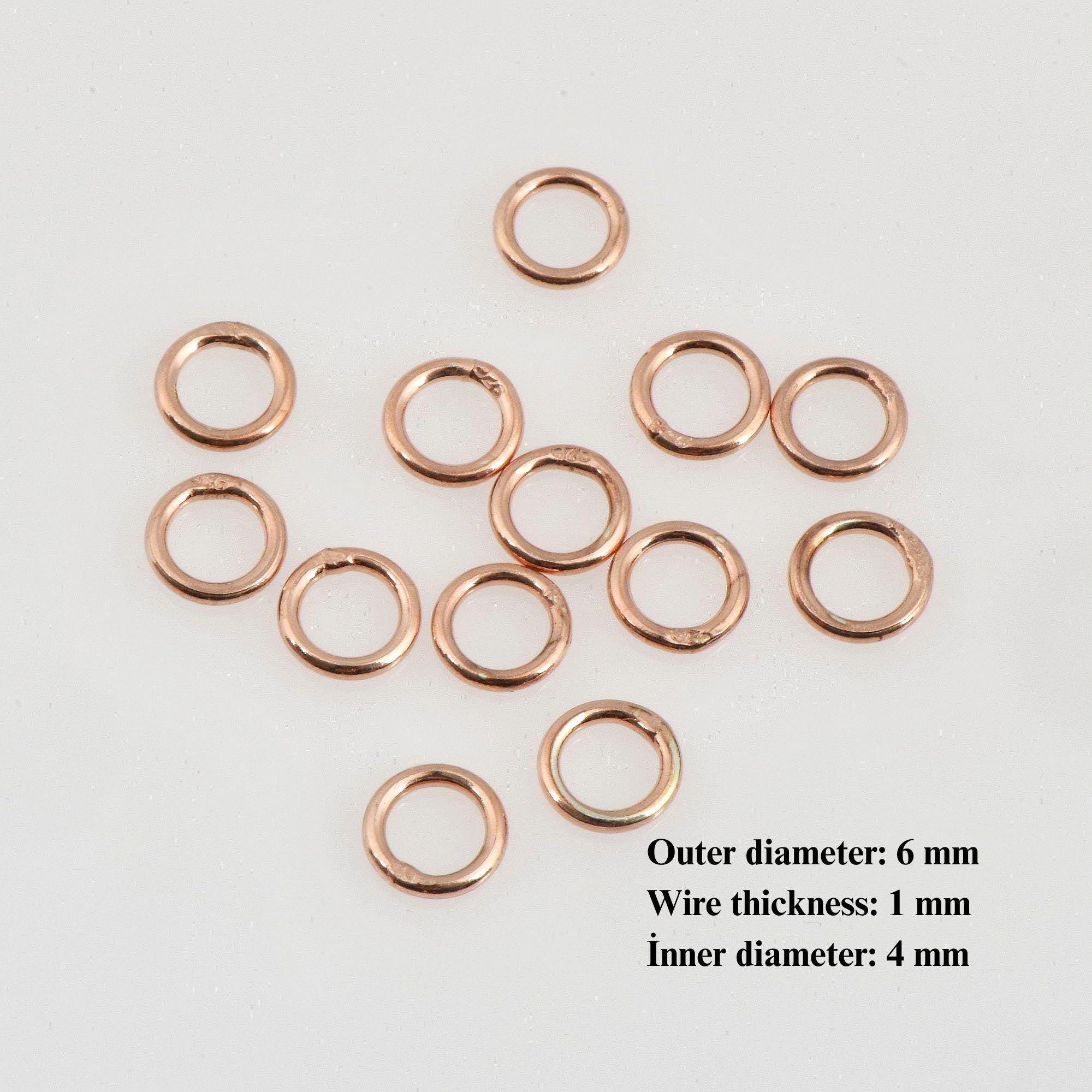 Dia 6mm & Ga.4 925 Sterling Silver Rose Gold CLOSED Jump Rings, Tough, Silver Hollow Rings , Jewelry Supplies, Finding, RGM103C