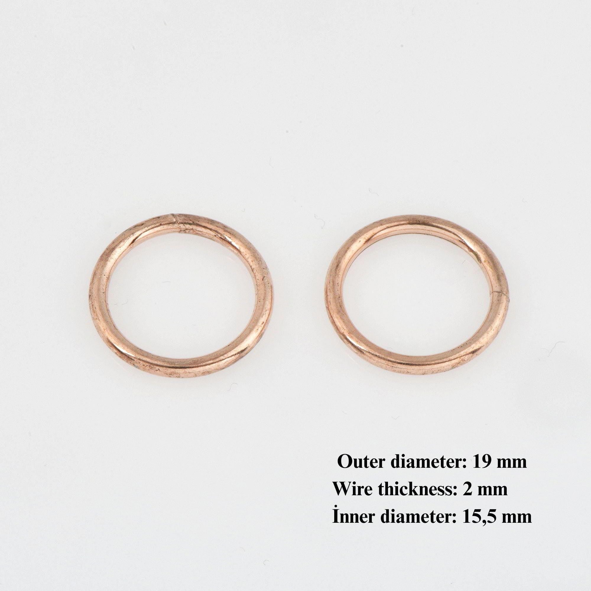 925 Sterling Silver Rose Gold High Quality 19 mm CLOSED and HOLLOW Jump Rings, Jewelry Supplies, Findings, RGM104D