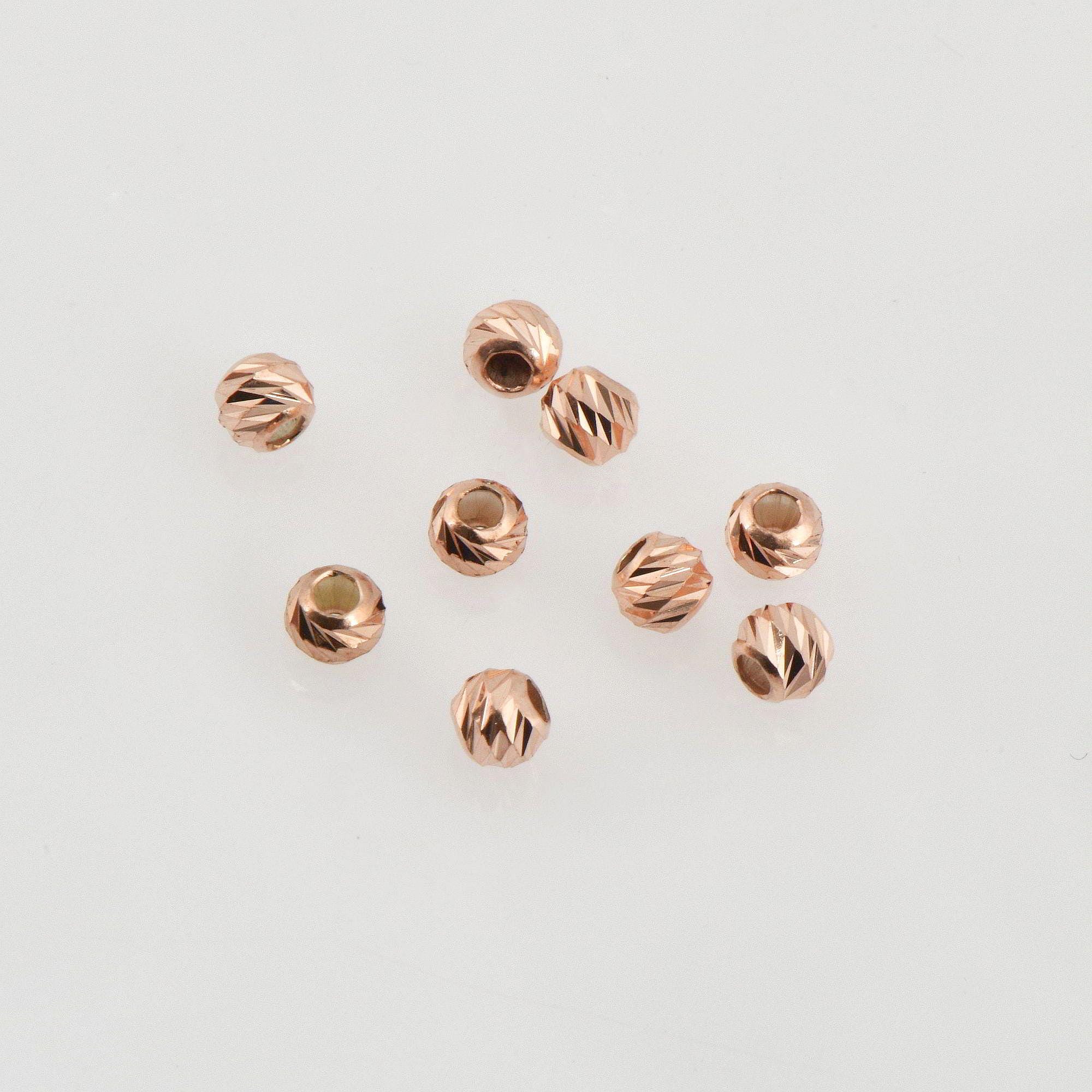 925 Silver Rose Gold Diamond Cut 3mm Round Beads, Laser Multi Diamond Cut Beads, Moon Cut Spacer Beads, Jewelry Crafting Supplies, RGM2B