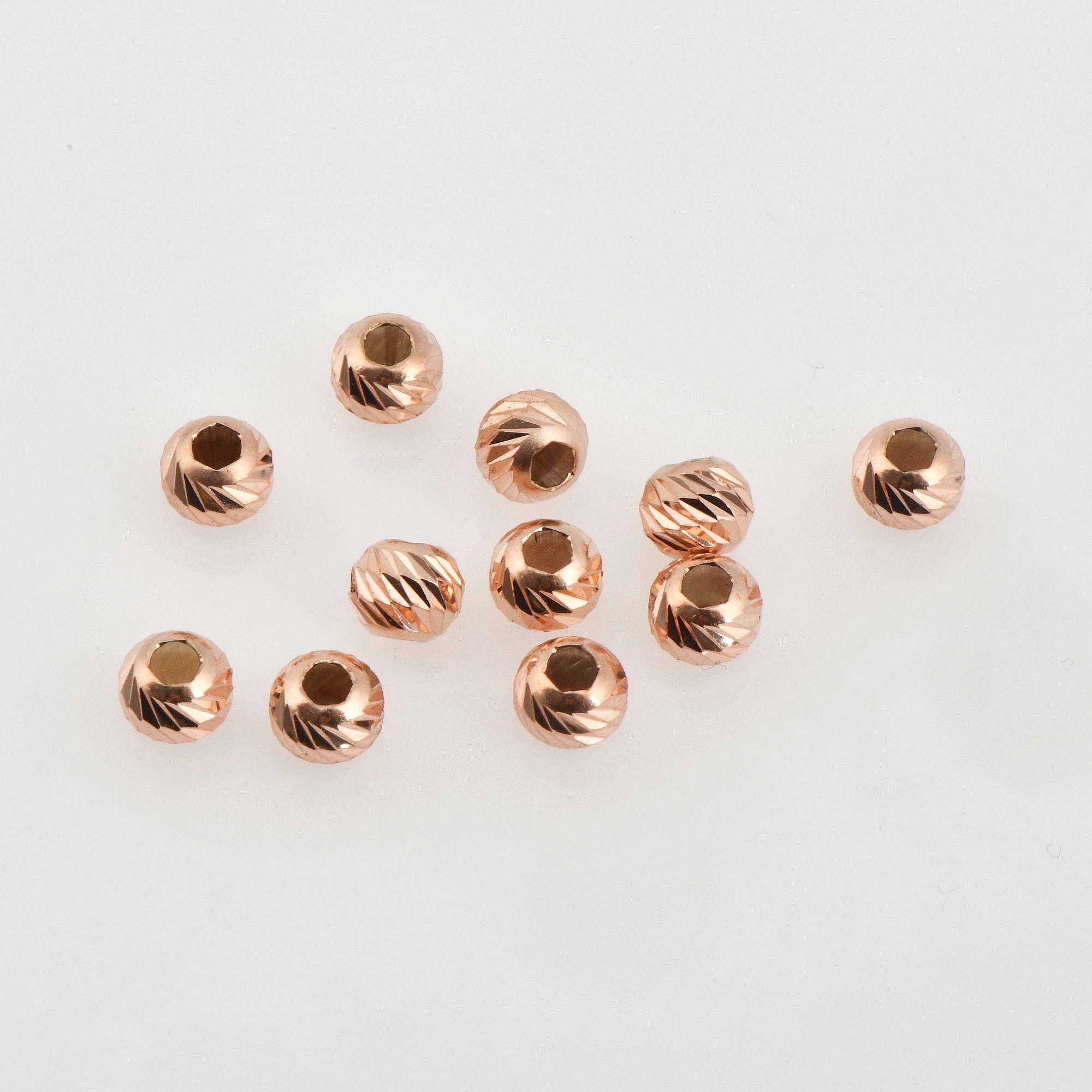 925 Silver Rose Gold Diamond Cut 5mm Round Beads, Laser Multi Diamond Cut Beads, Moon Cut Spacer Beads, Jewelry Crafting Supplies, RGM2D