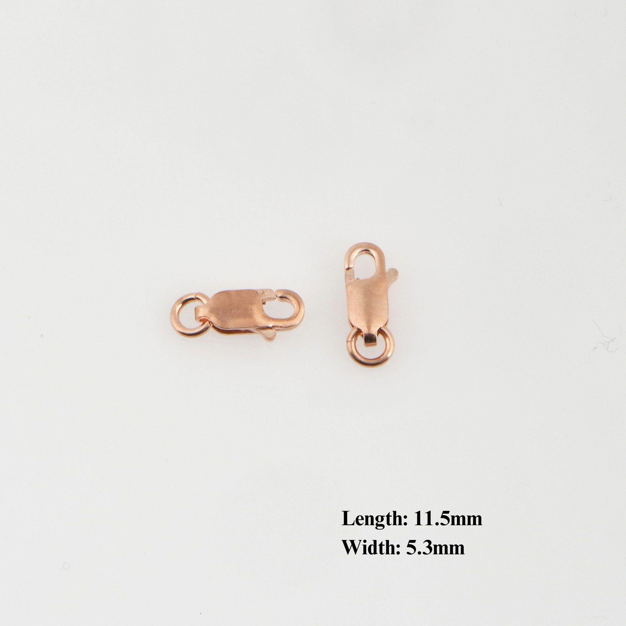 925 Sterling Silver Rose Gold Lobster Clasp, Silver Trigger Clasp, Spring Clasp, Jewelry Making Supplies, Jewelry Making Findings, RGM55A