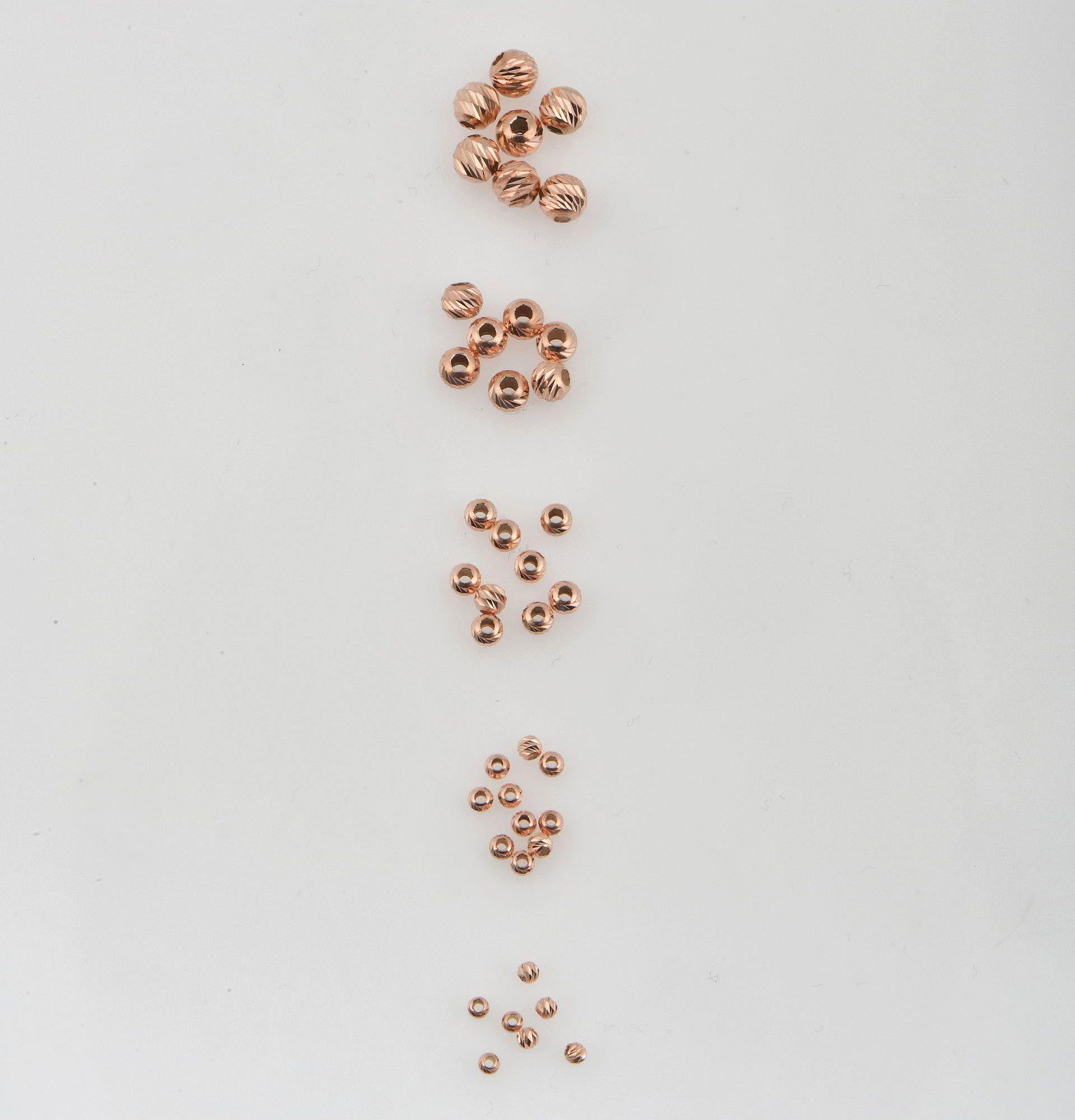 925 Silver Rose Gold Diamond Cut Round Beads, Silver Laser Multi Diamond Cut Beads, Moon Cut Spacer Beads, Jewelry Supplies, RGM2 A-F