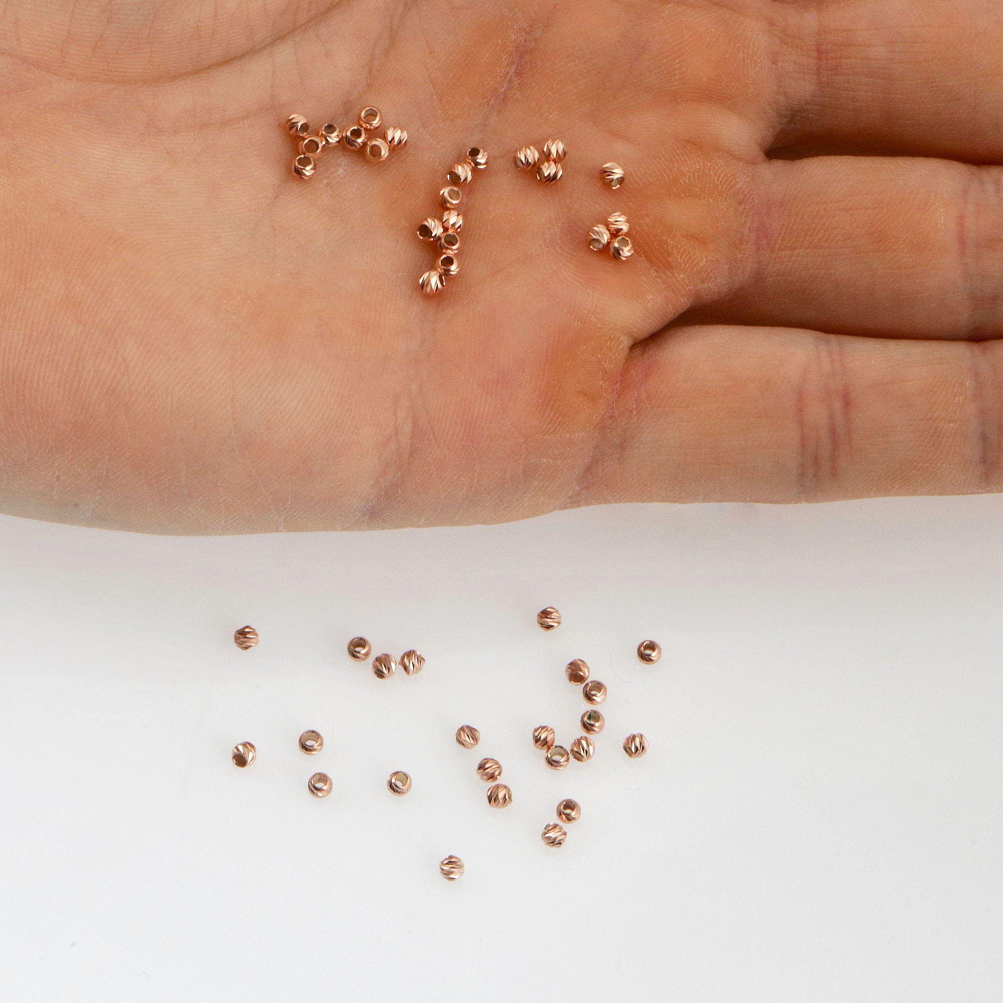 925 Silver Rose Gold Diamond Cut Round Beads, Silver Laser Multi Diamond Cut Beads, Moon Cut Spacer Beads, Jewelry Supplies, RGM2 A-F