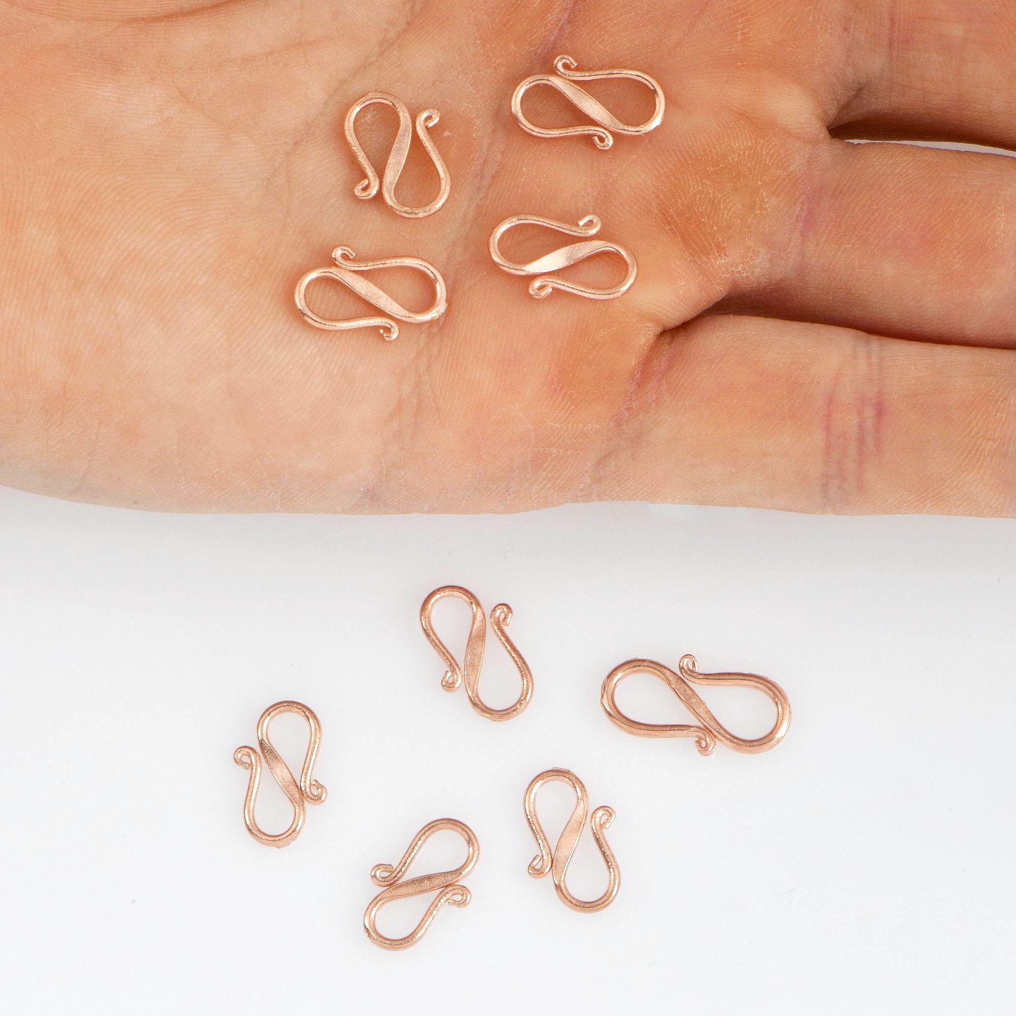 925 Sterling Silver Rose Gold S Clasps, Hook Clasps, Antique Solid Silver Connectors, Jewelry Making Supplies, Jewelry Findings, RGM65A-B