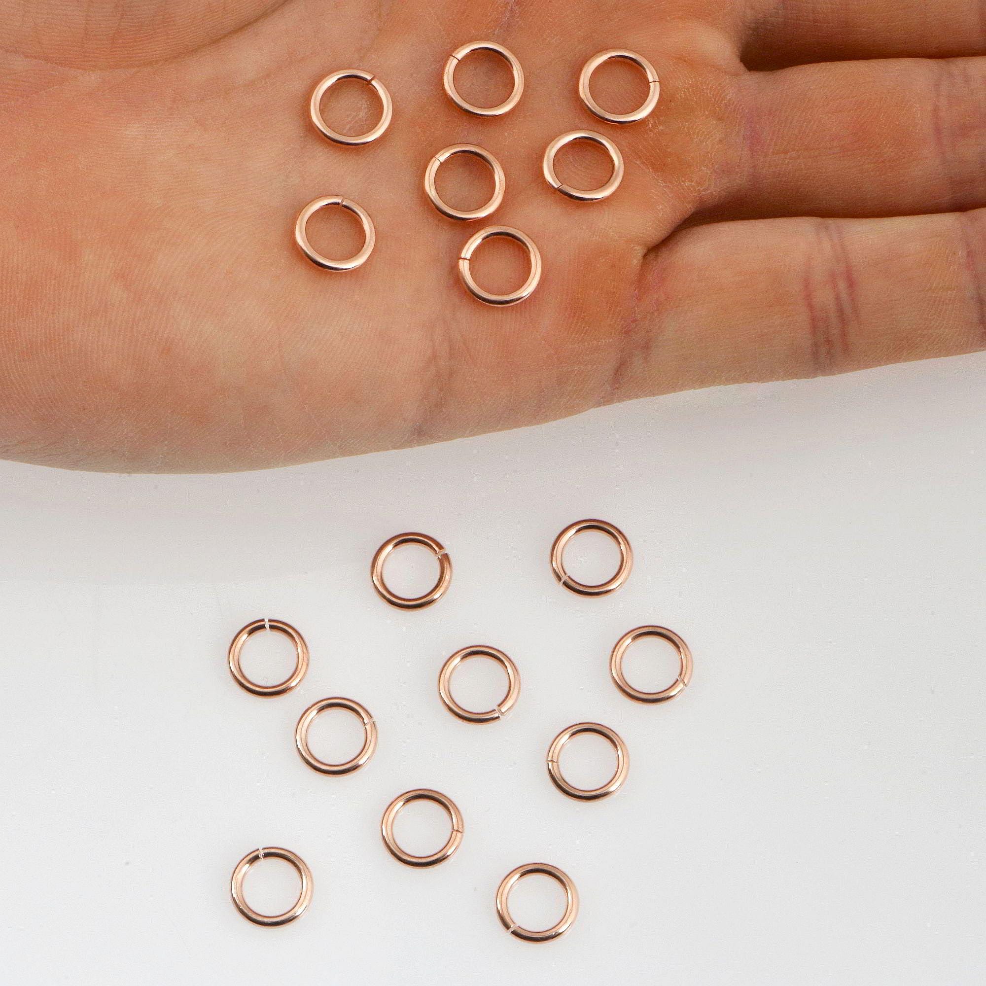 925 Sterling Silver Rose Gold High Quality Open Jump Rings, Solid Sterling Silver thick Open Rings, Jewelry Supplies, Findings, RGM68A-E