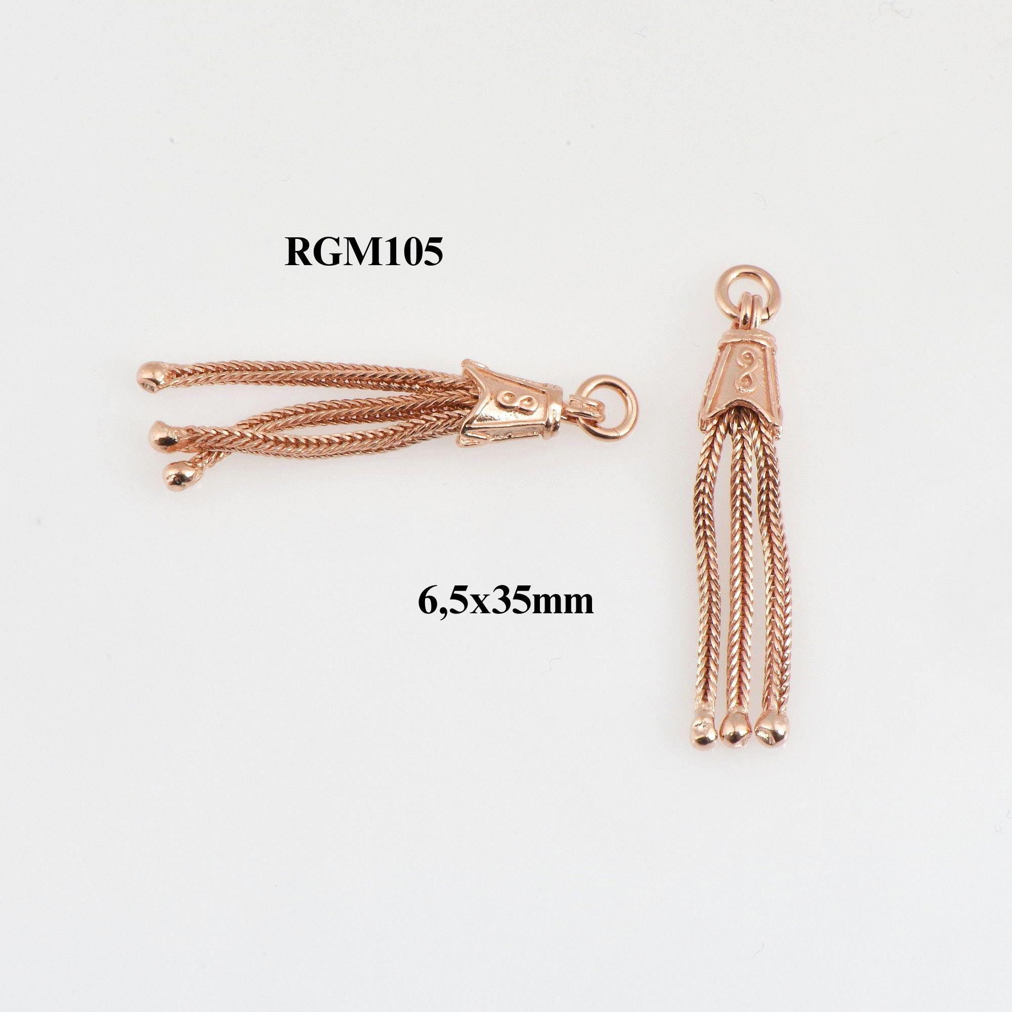 925 Sterling Silver Rose Gold Small Tassels, Handmade Silver Tassels, Solid Silver Tassels, Pendants Tassels, Jewelry Supply, RGM105