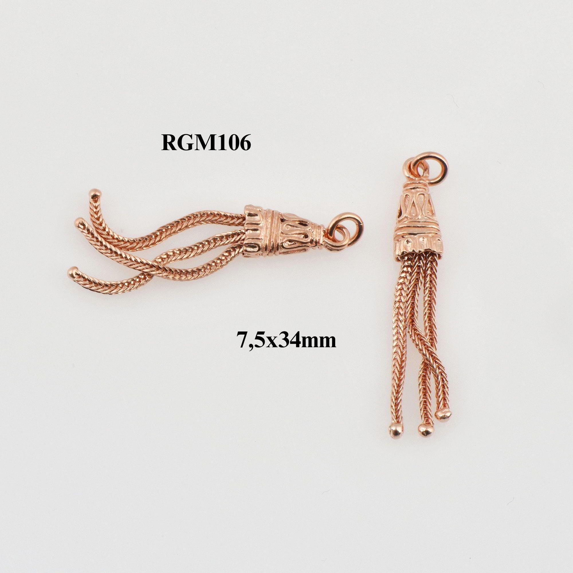 925 Sterling Silver Rose Gold Small Tassels, Handmade Silver Tassels, Solid Silver Tassels, Pendants Tassels, Jewelry Supply, RGM106