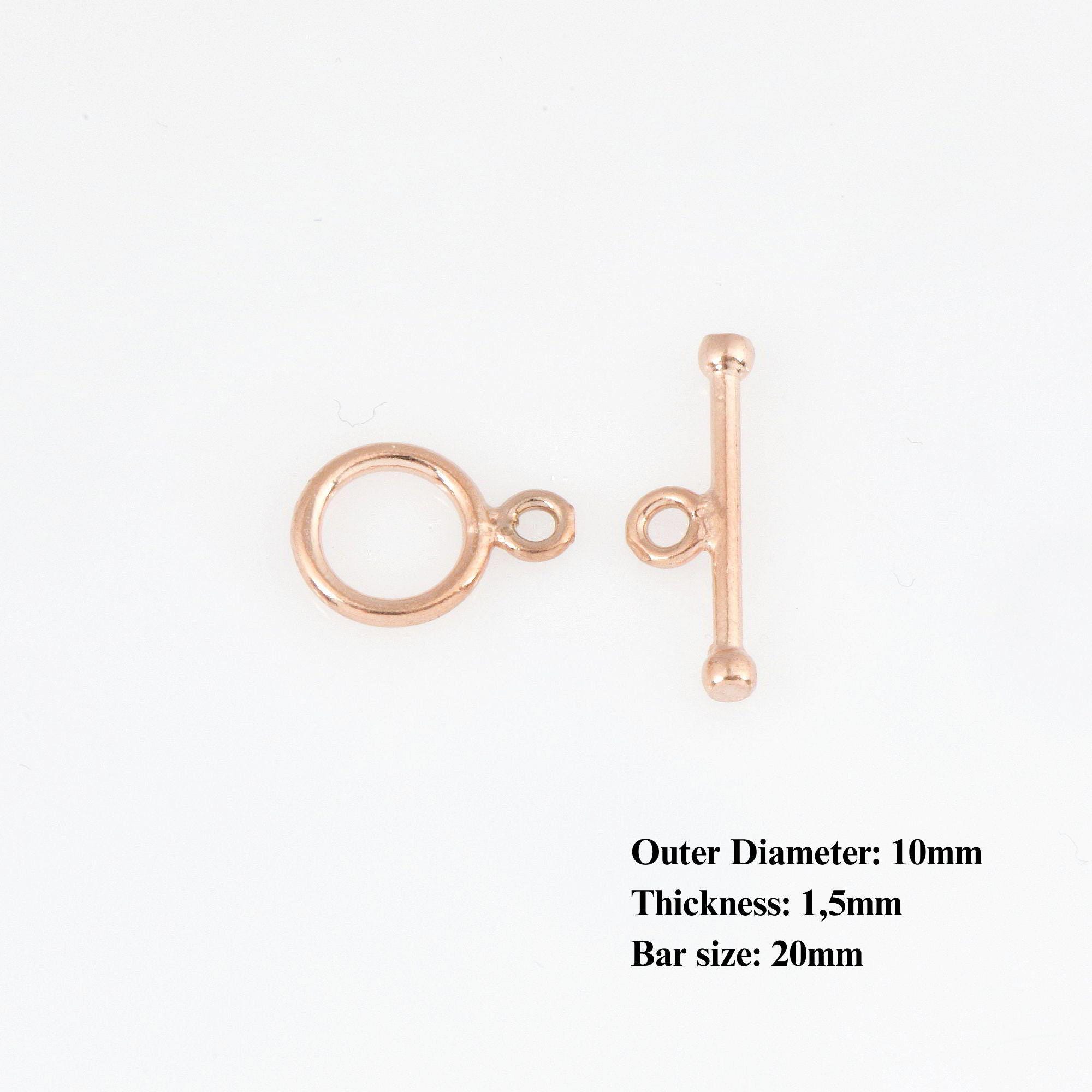 925 Sterling Silver Rose Gold Toggle Clasps, Silver Toggle Clasp, Plain Toggle Clasp Set, Jewelry Making Supplies, Jewelry Findings, RGM59B