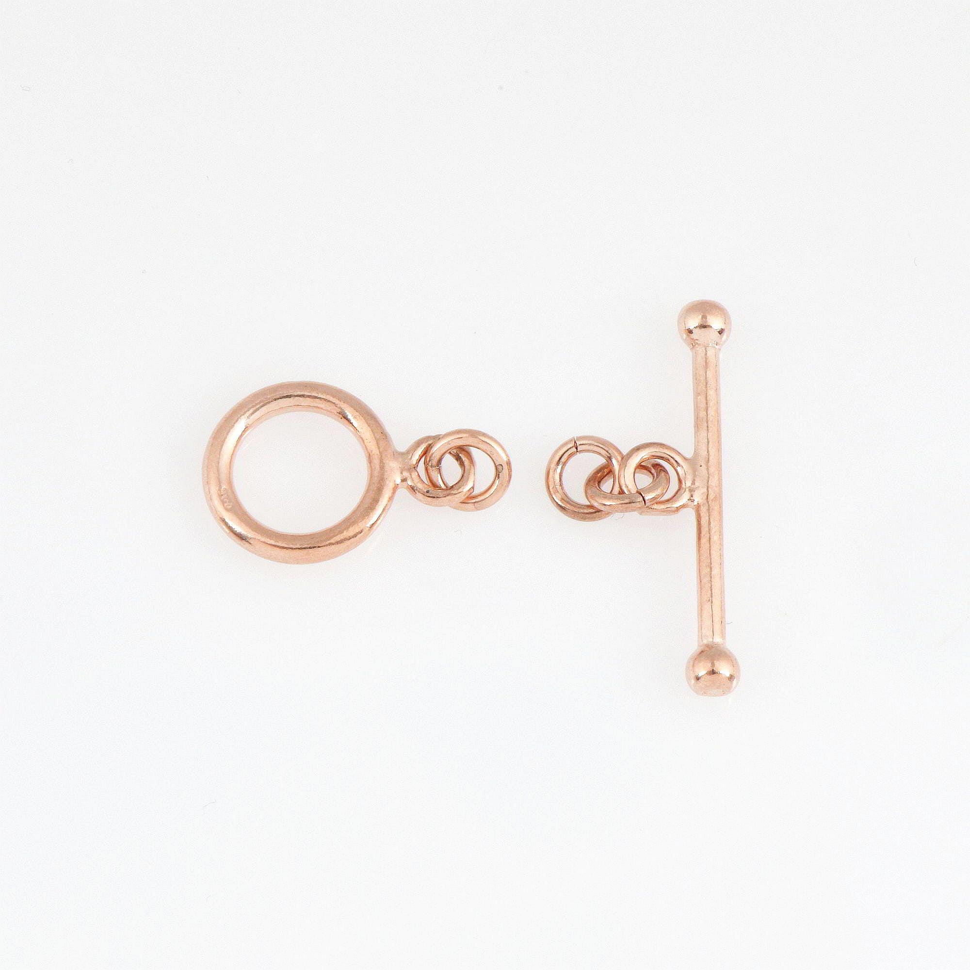 925 Sterling Silver Rose Gold Toggle Clasps, Silver Toggle Clasp, Plain Toggle Clasp Set, Jewelry Making Supplies, Jewelry Findings, RGM59C