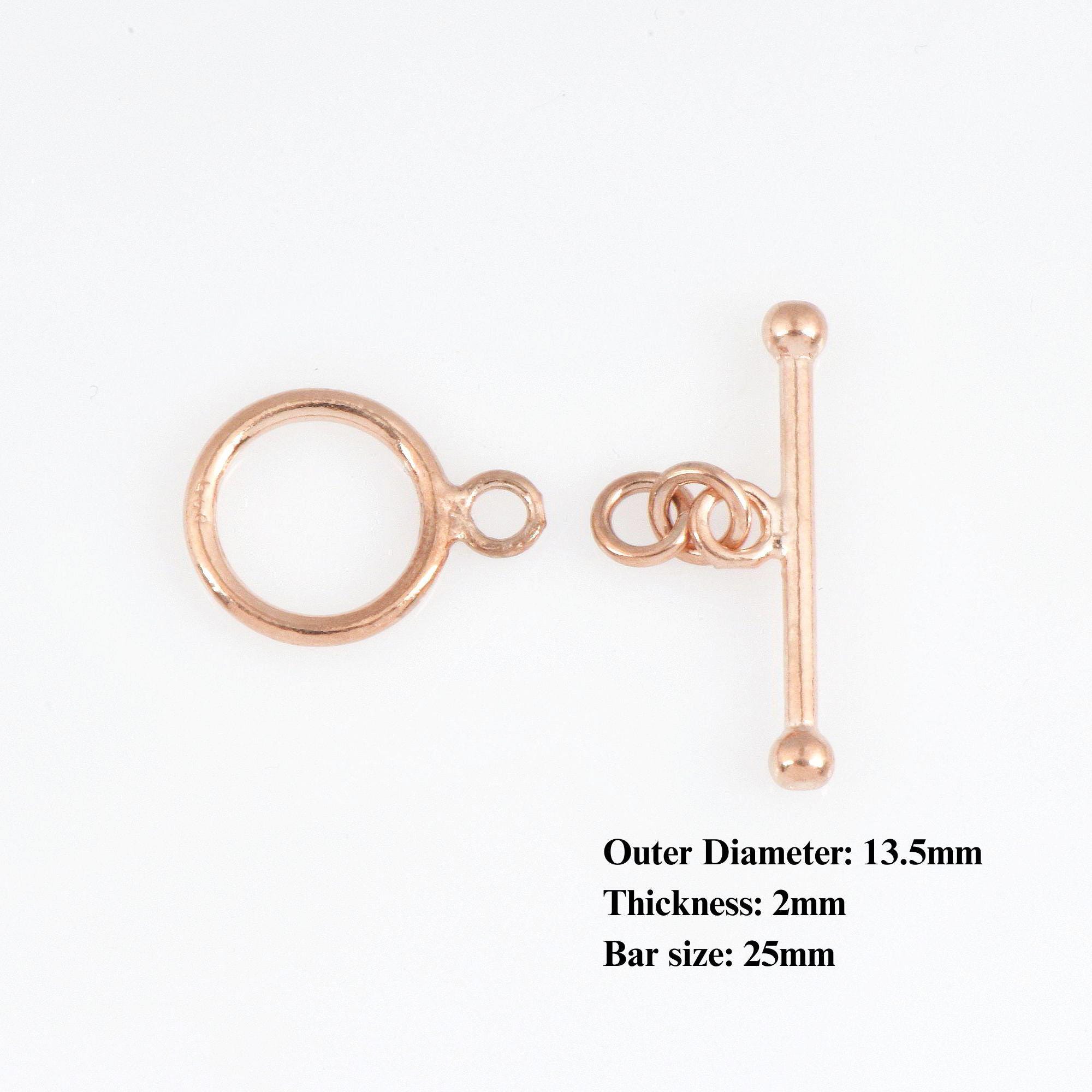 925 Sterling Silver Rose Gold Toggle Clasps, Toggle Clasp, Silver Plain Toggle Clasp Set, Jewelry Making Supplies, Jewelry Findings, RGM59D