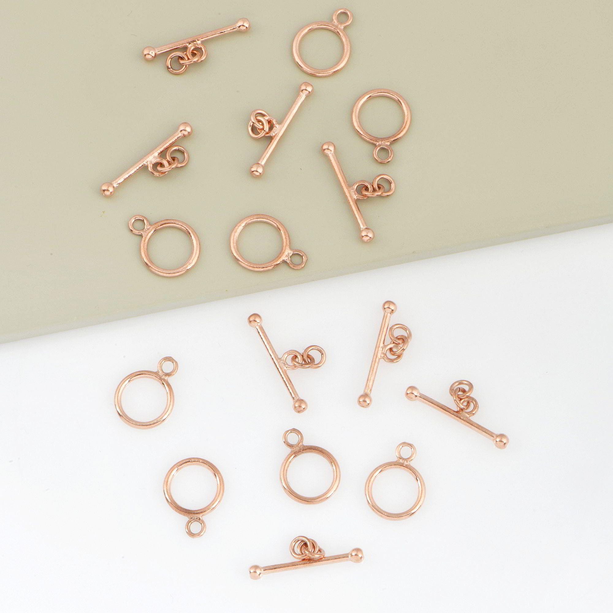 925 Sterling Silver Rose Gold Toggle Clasps, Toggle Clasp, Silver Plain Toggle Clasp Set, Jewelry Making Supplies, Jewelry Findings, RGM59D