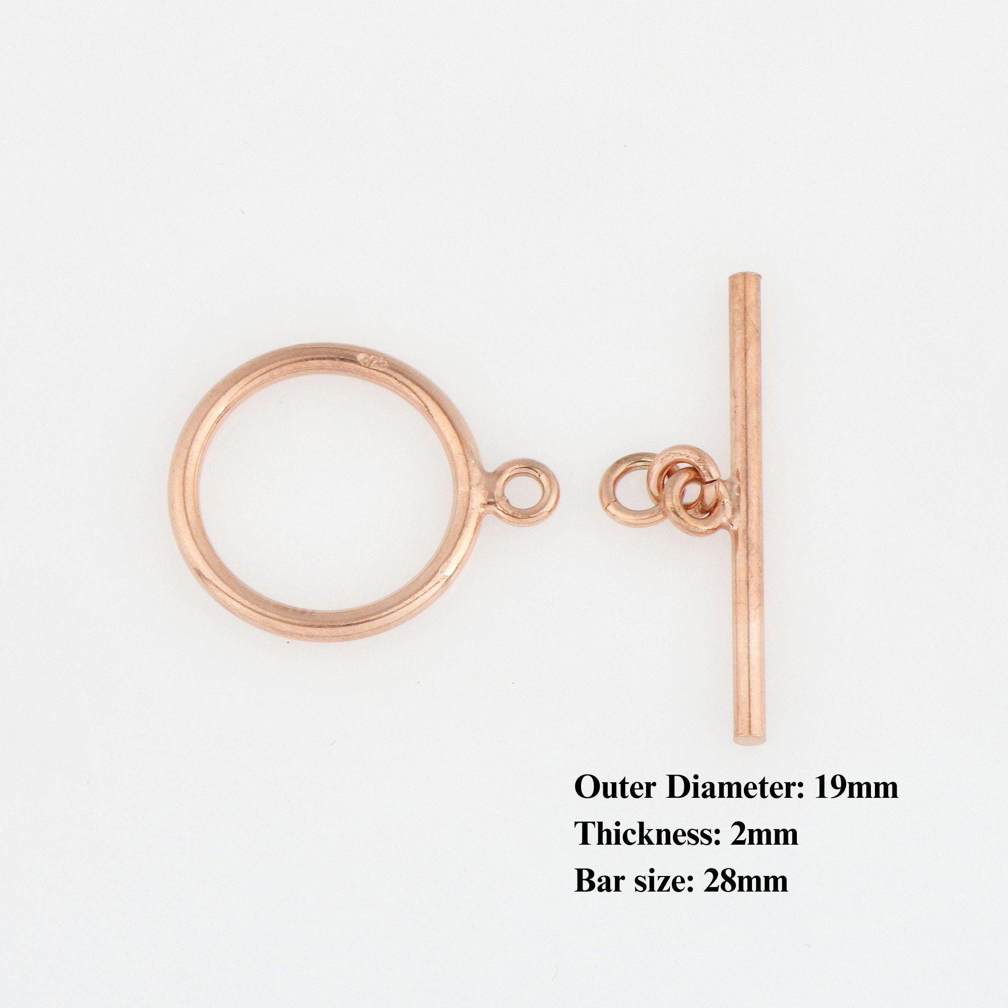 925 Sterling Silver Rose Gold Toggle Clasps, Toggle Clasp, Gold Plated Plain Toggle Clasp Set, Jewelry Supply, Jewelry Findings, RGM59E