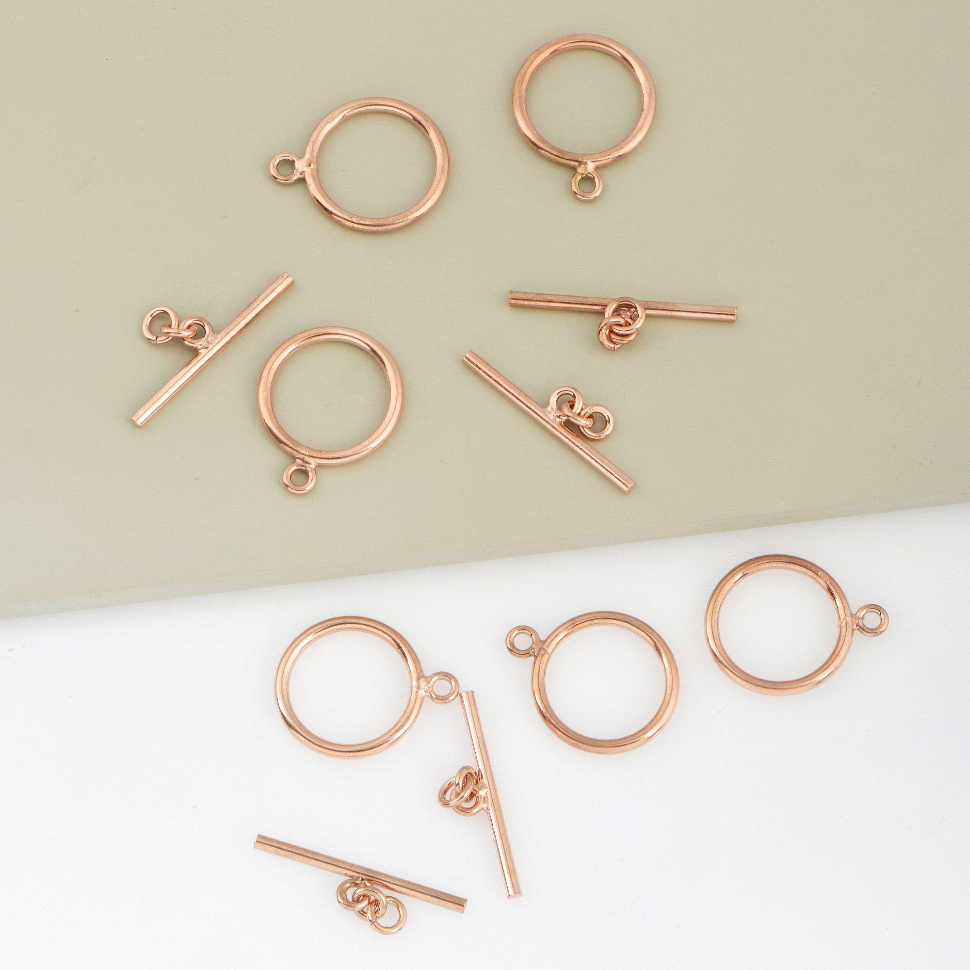 925 Sterling Silver Rose Gold Toggle Clasps, Toggle Clasp, Gold Plated Plain Toggle Clasp Set, Jewelry Supply, Jewelry Findings, RGM59E