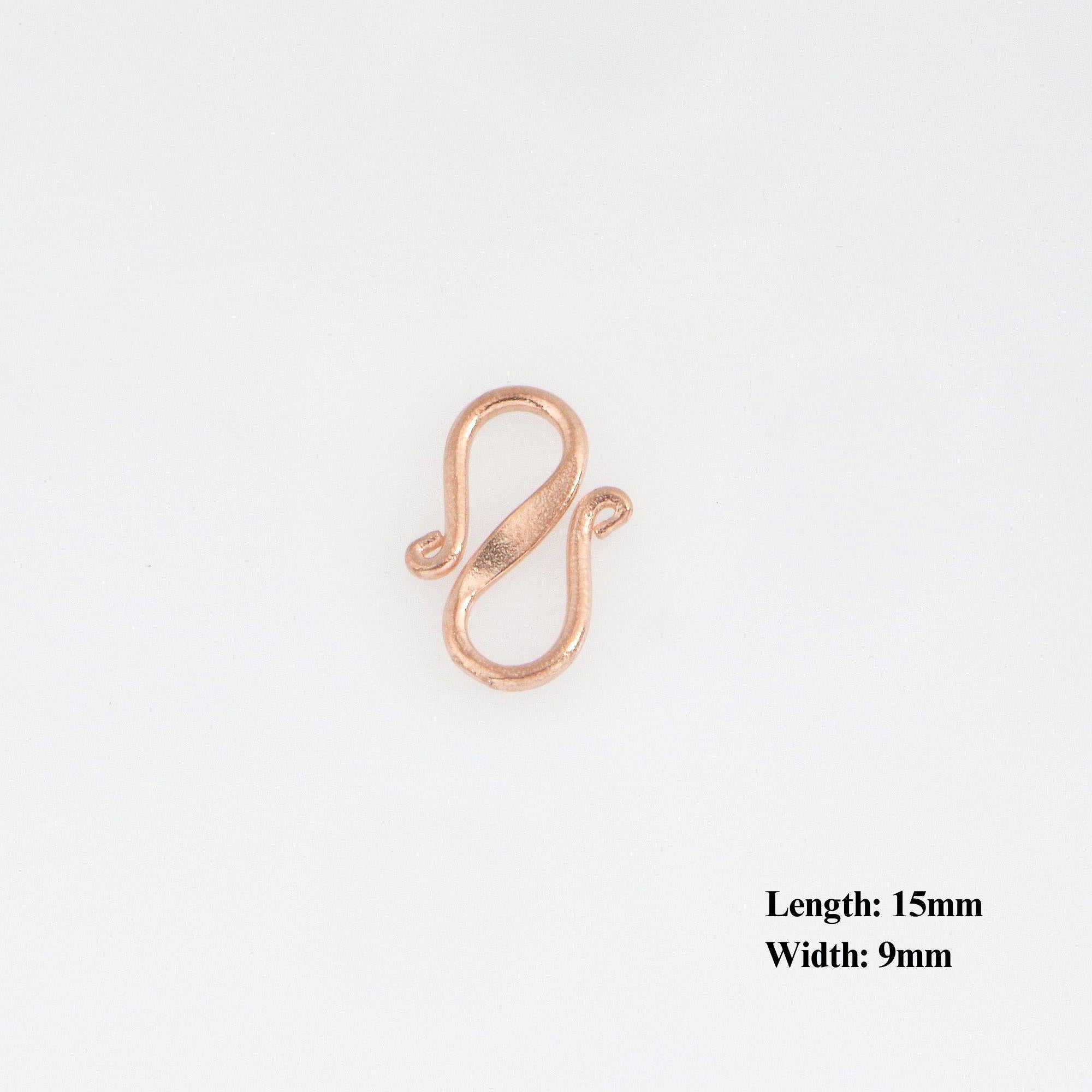 925 Sterling Silver Rose Gold S Clasps, Hook Clasps, Antique Silver Connectors, Jewelry Making Supplies, Jewelry Findings, RGM65A