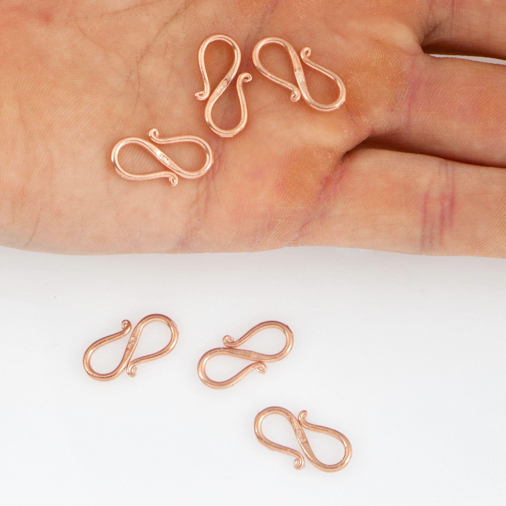 925 Solid Silver Rose Gold S Clasps, Solid Silver Hook Claspsin Gold, Gold S Clasps Connectors, Jewelry Supplies, Jewelry Findings, RGM65B