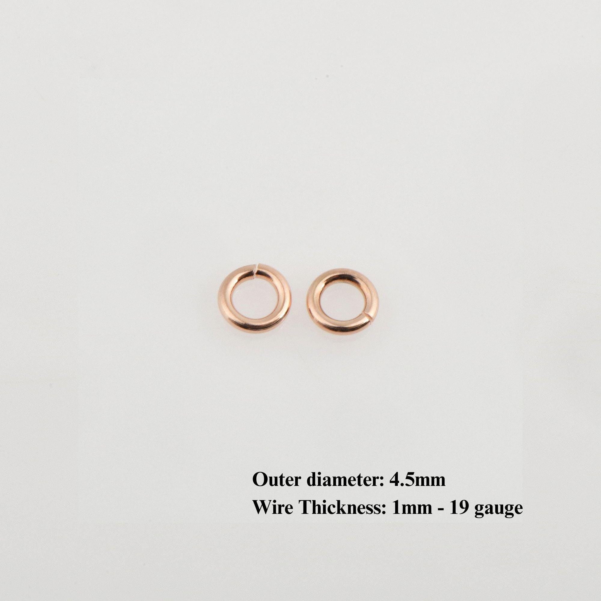 925 Sterling Silver Rose Gold Dia 4.5mm & Ga.19 Open Jump Rings, tough, 20 Pces Jewelry Supplies, Findings, RGM68A