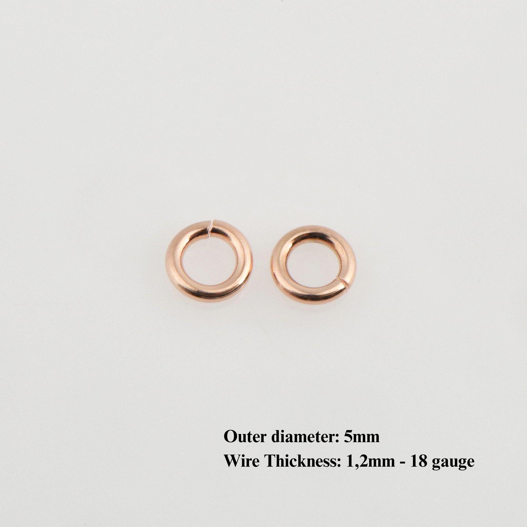 925 Sterling Silver Rose Gold Dia 5mm & Ga.18 Open Jump Rings, tough, Jewelry Supplies, 10 Pces, Findings, RGM68B
