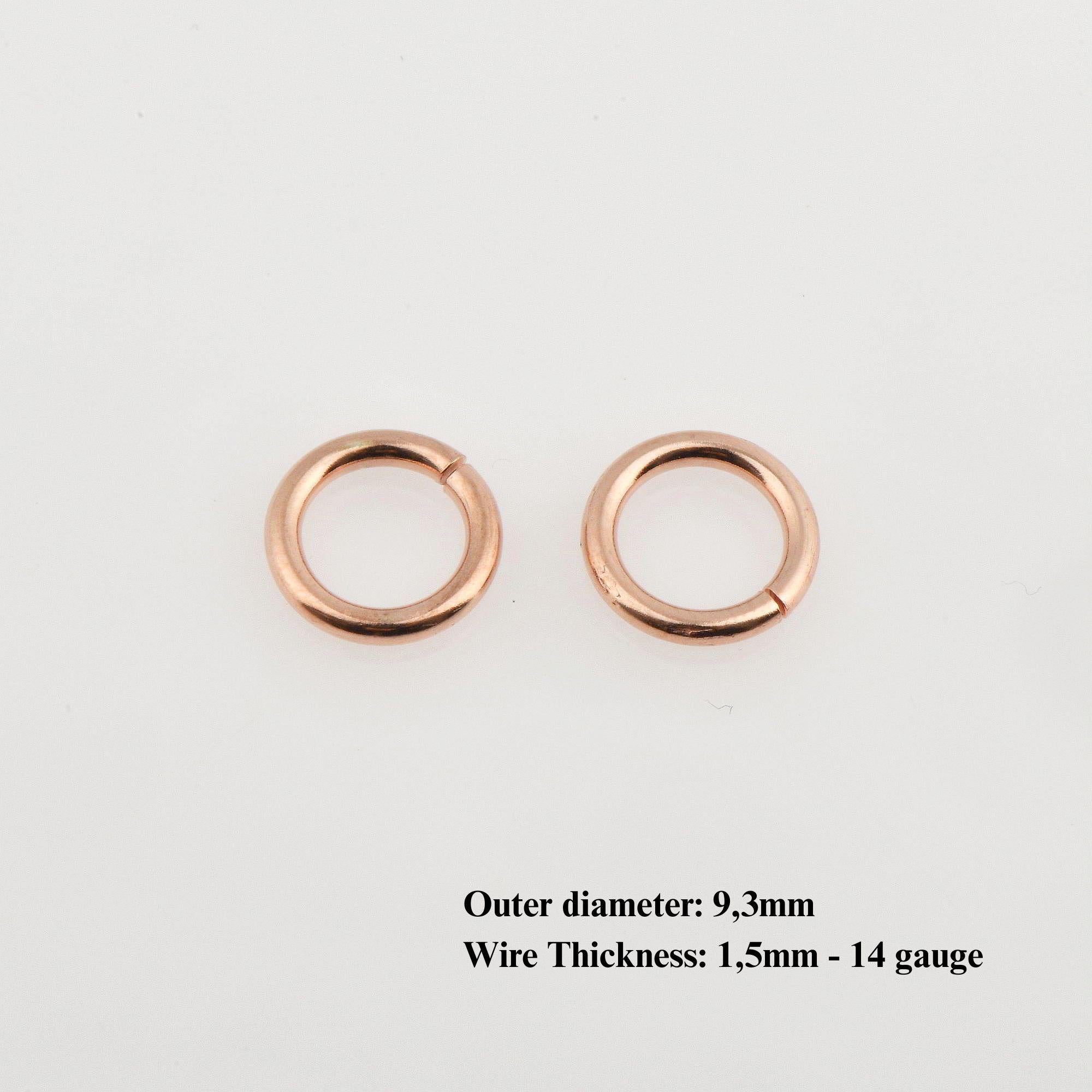 925 Sterling Silver Rose Gold Dia 9.3 mm & Ga.14 Open Jump Rings, tough, 3 Pces, Jewelry Supplies, Findings RGM68D