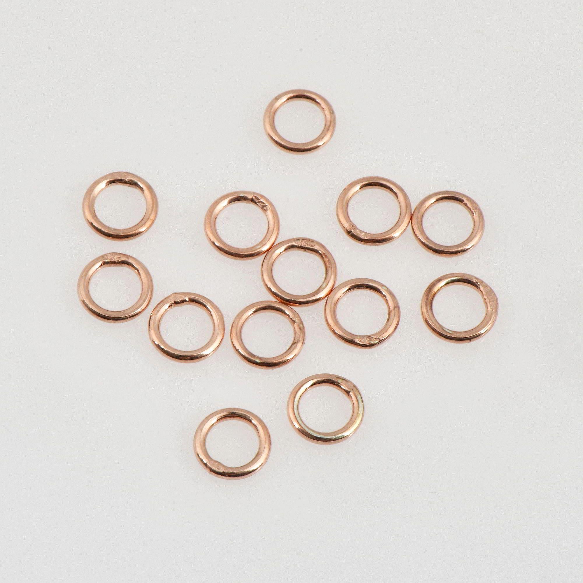 Dia 6mm & Ga.4 925 Sterling Silver Rose Gold CLOSED Jump Rings, Tough, Silver Hollow Rings , Jewelry Supplies, Finding, RGM103C