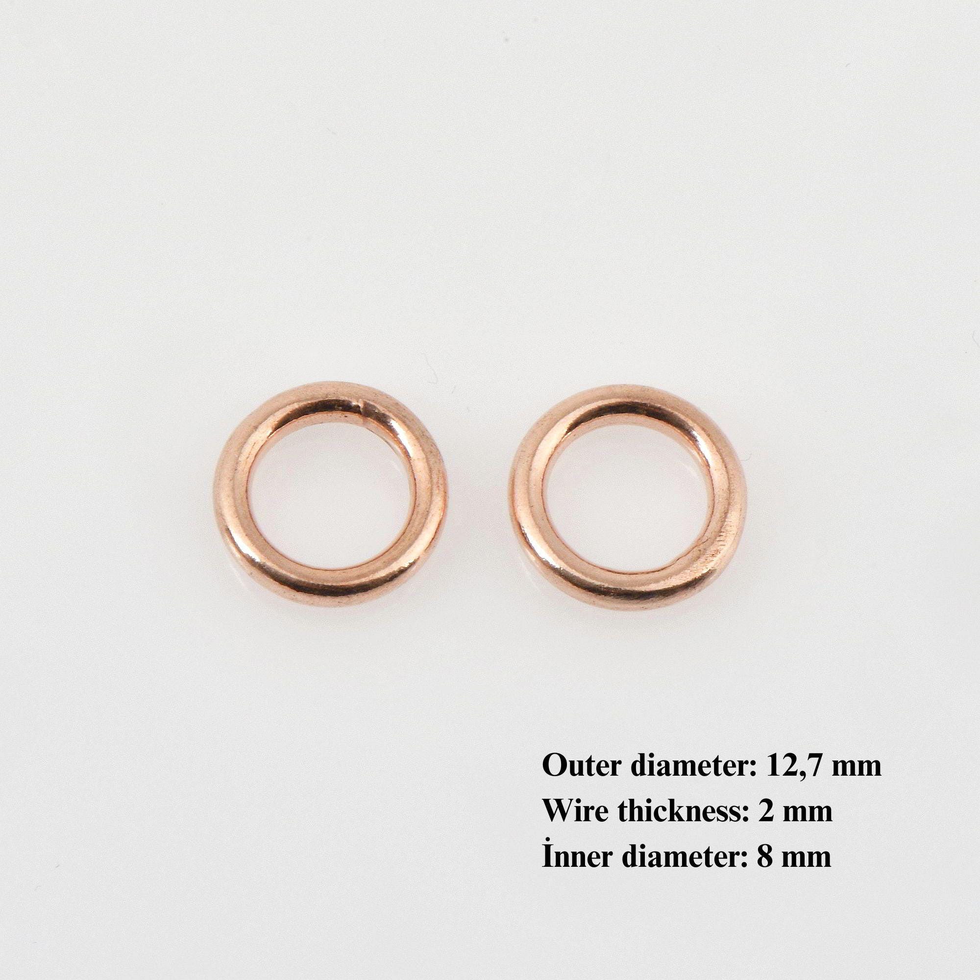 925 Sterling Silver Rose Gold High Quality 12,7 mm CLOSED and HOLLOW Jump Rings, Jewelry Supplies, Findings, RGM104B