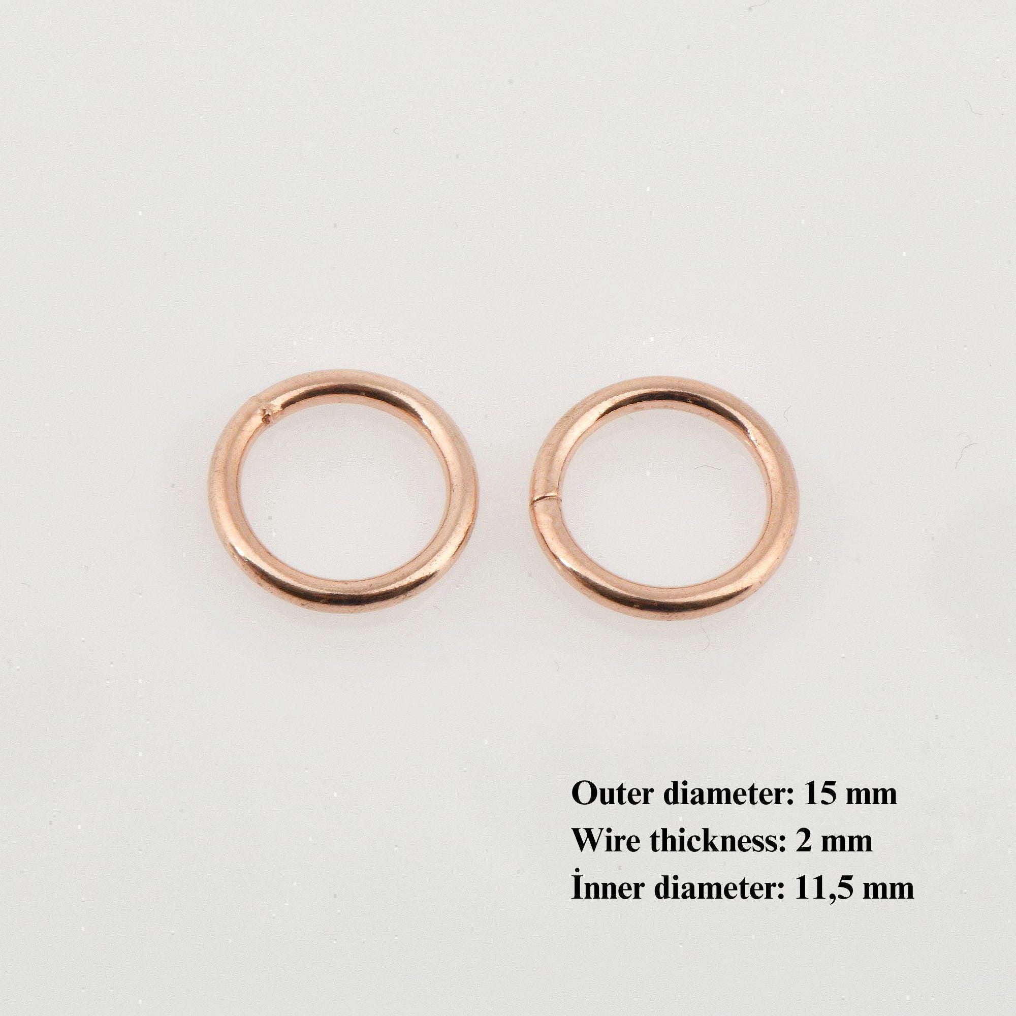 925 Sterling Silver Rose Gold High Quality 15 mm CLOSED and HOLLOW Jump Rings, Jewelry Supplies, Findings, RGM104C