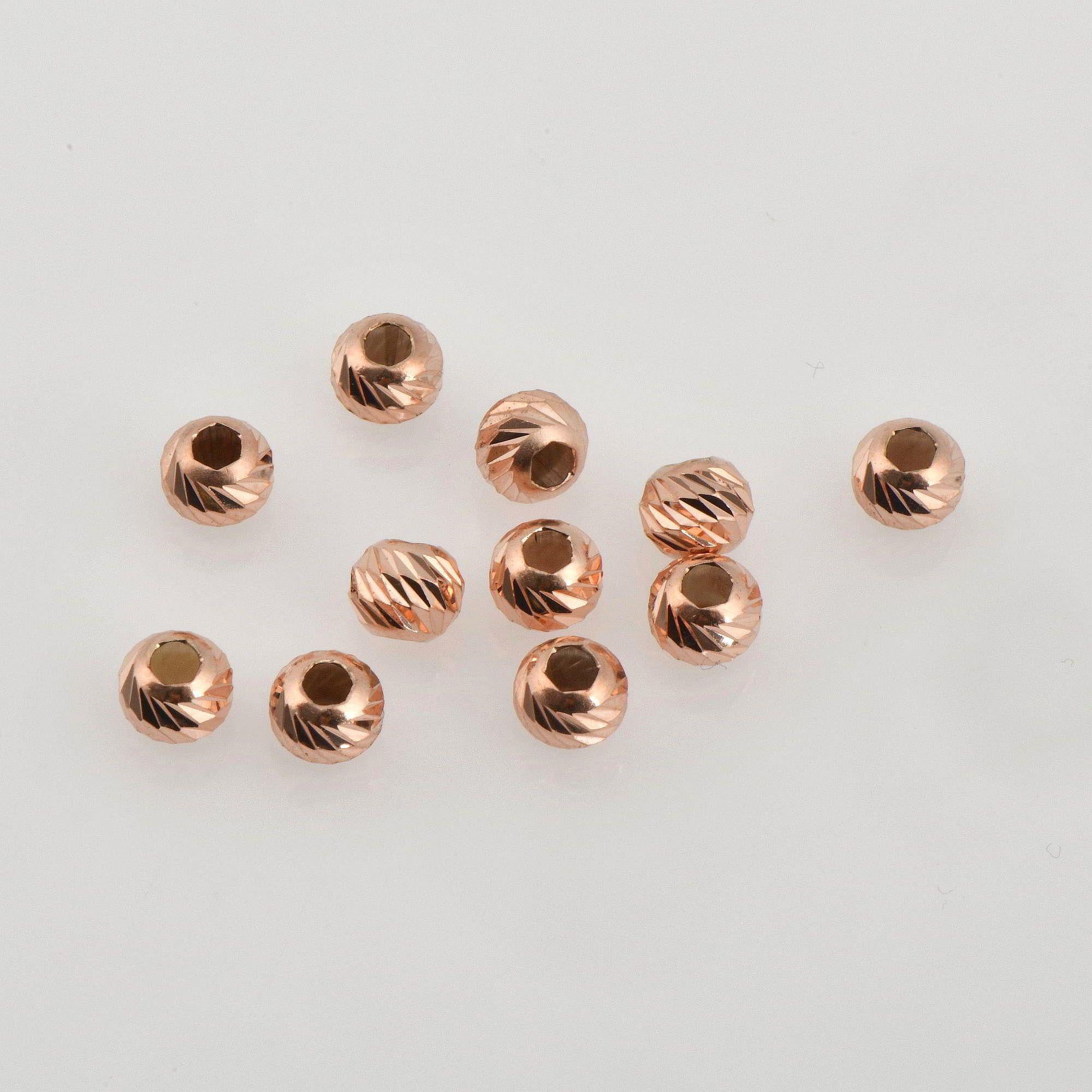 925 Silver Rose Gold Diamond Cut 2.5 mm Round Beads, Laser Multi Diamond Cut Beads, Moon Cut Spacer Beads, Jewelry Crafting Supplies, RGM2A