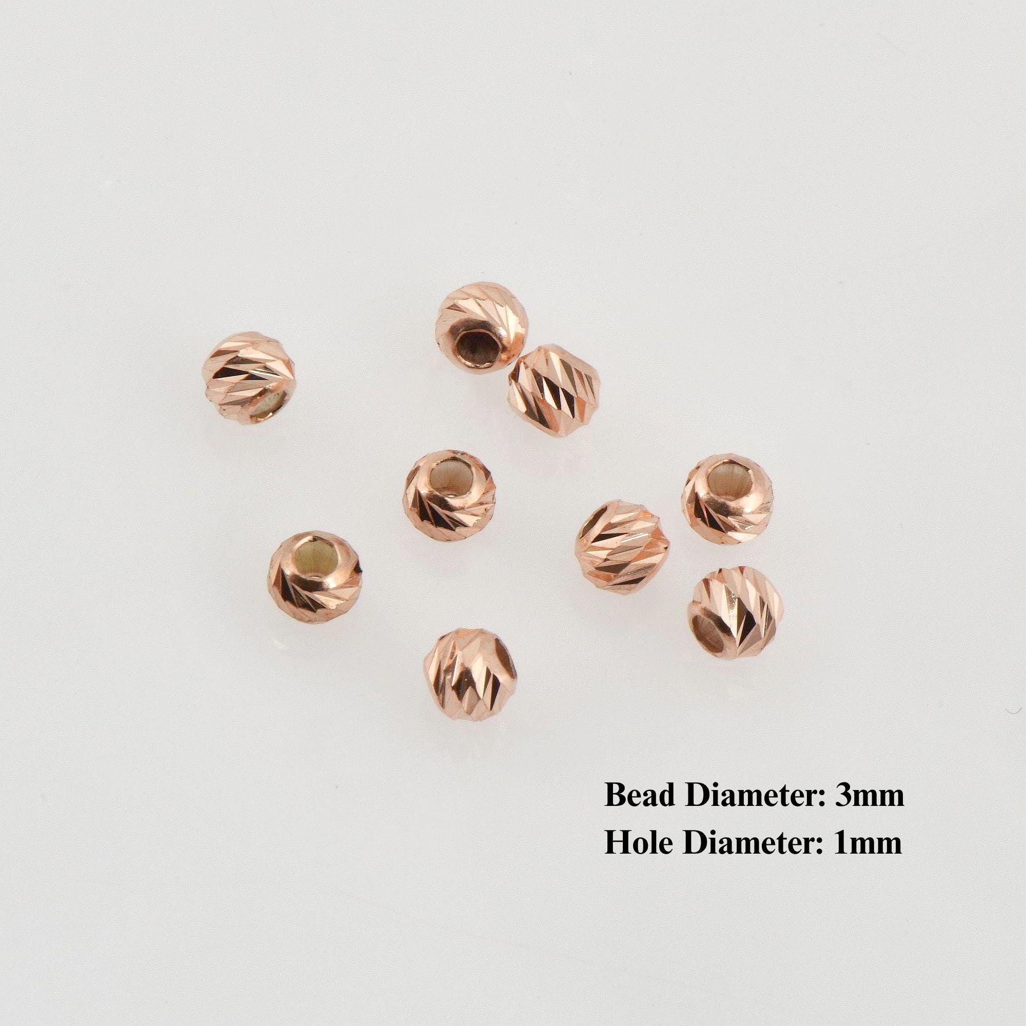 925 Silver Rose Gold Diamond Cut 3mm Round Beads, Laser Multi Diamond Cut Beads, Moon Cut Spacer Beads, Jewelry Crafting Supplies, RGM2B
