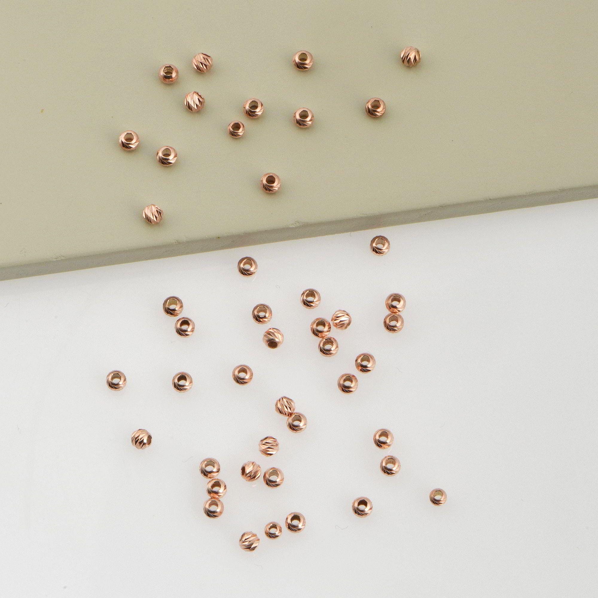 925 Silver Rose Gold Diamond Cut 3mm Round Beads, Laser Multi Diamond Cut Beads, Moon Cut Spacer Beads, Jewelry Crafting Supplies, RGM2B