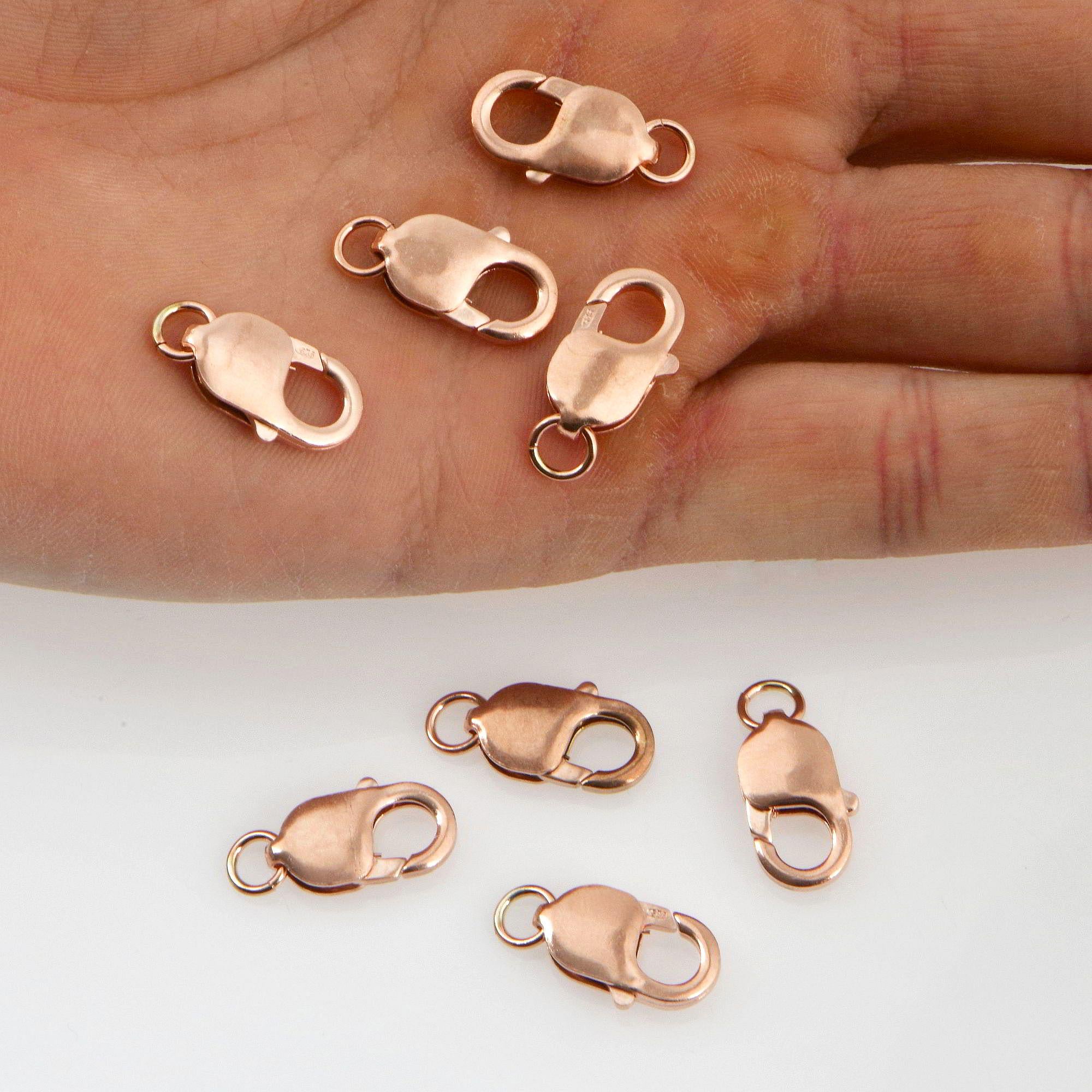 925 Sterling Silver Rose Gold Lobster Clasp, Silver Trigger Clasp, Spring Clasp, Jewelry Making Supplies, Jewelry Making Findings, RGM55E