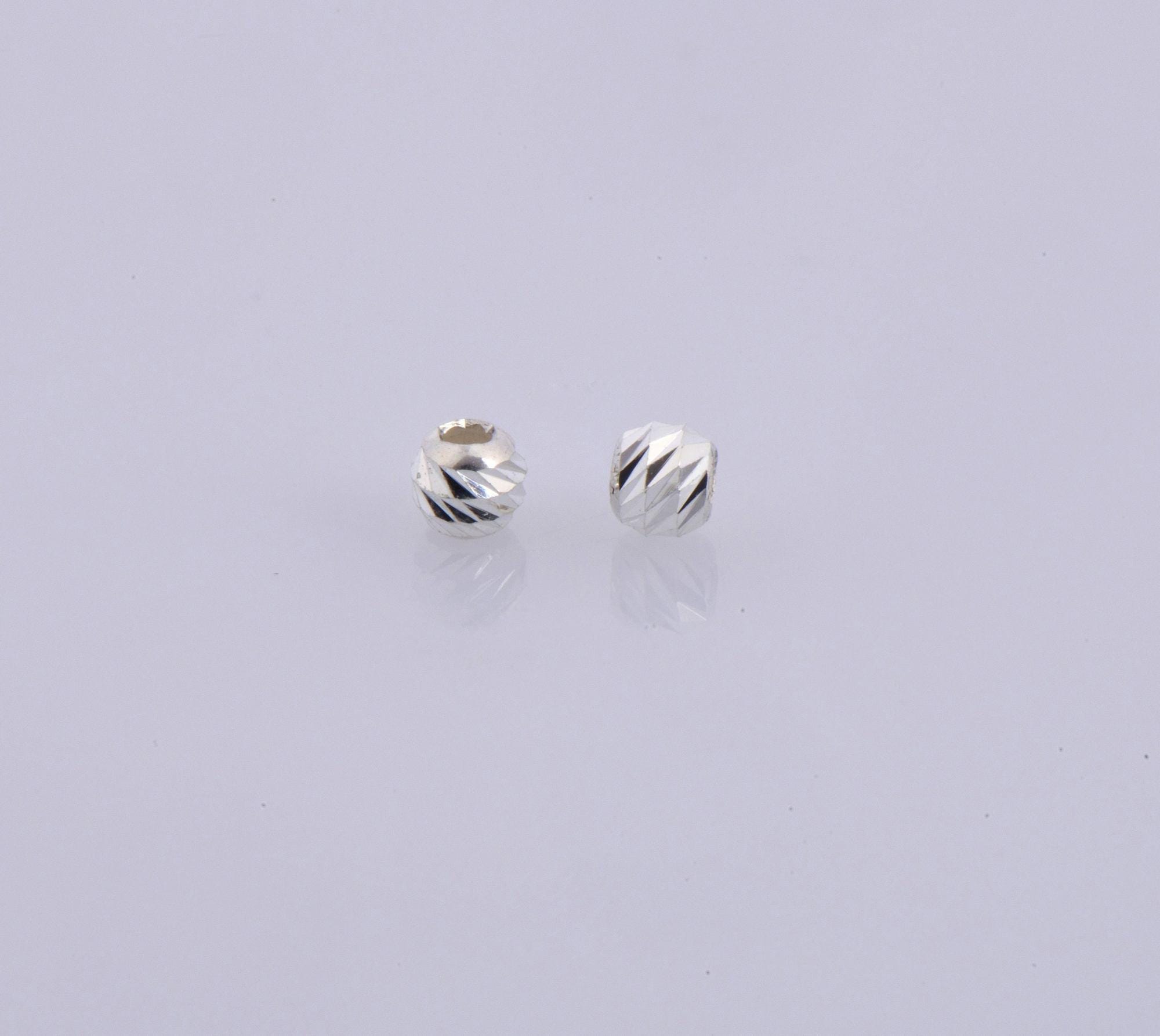925 Silver Diamond Cut 3mm Round Beads, Silver Laser Multi Diamond Cut Beads, Moon Cut Spacer Beads, Jewelry Crafting Supplies, M2B